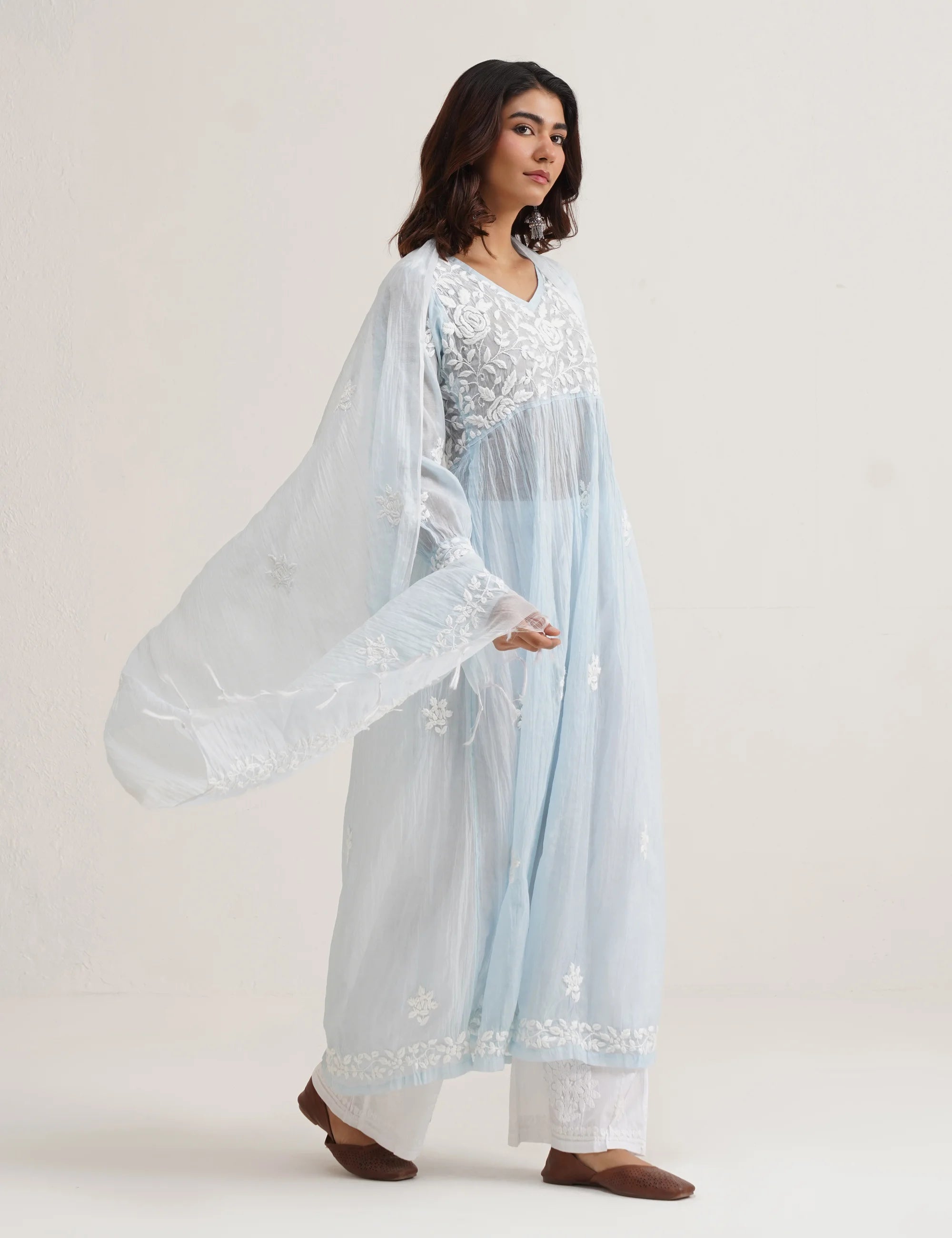 SEHER CHIKANKARI GOWN SET OF THREE