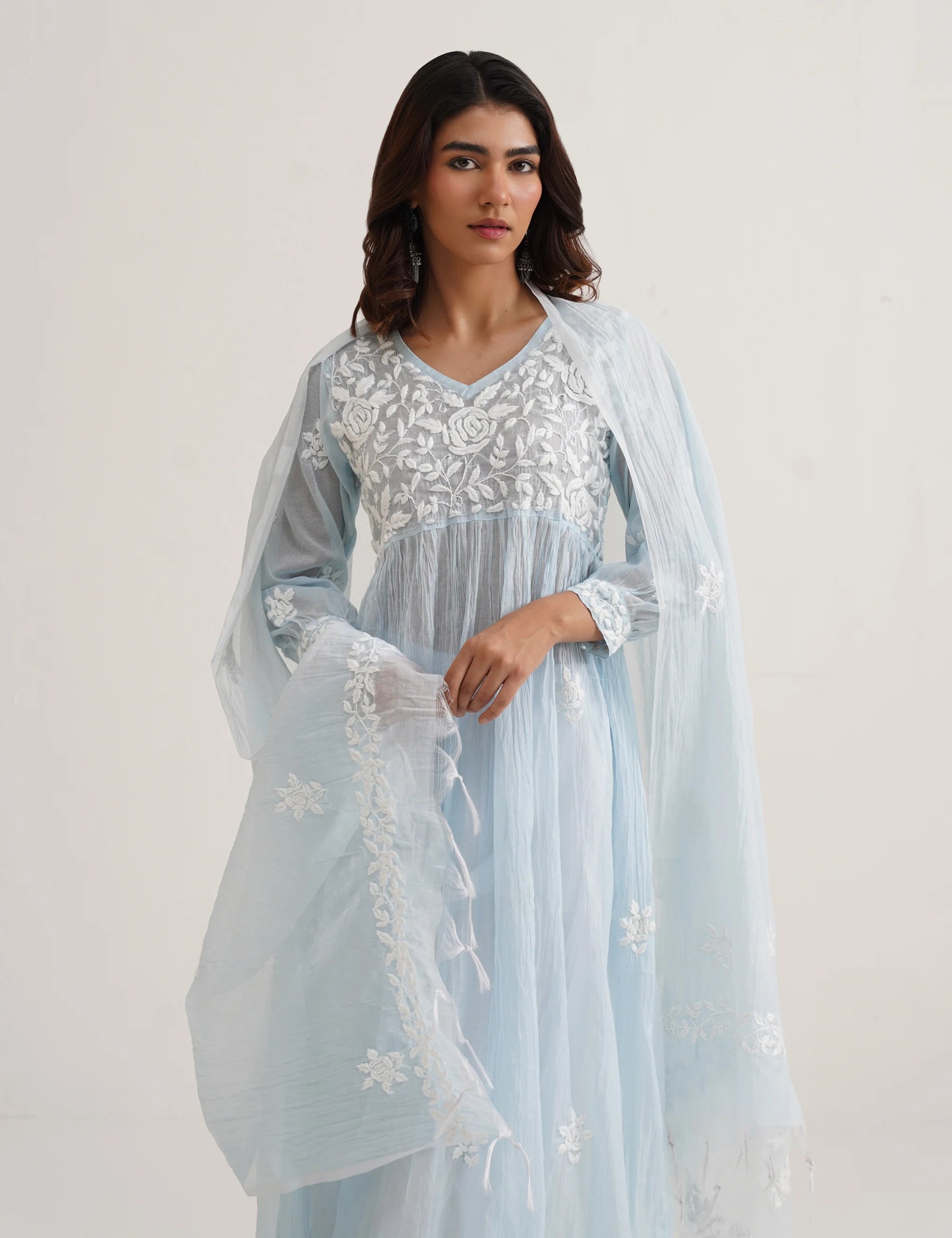 SEHER CHIKANKARI GOWN SET OF THREE