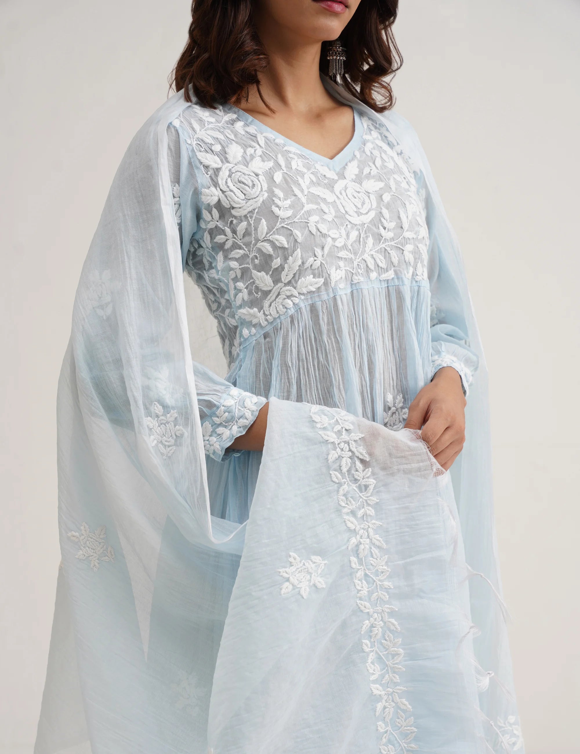 SEHER CHIKANKARI GOWN SET OF THREE