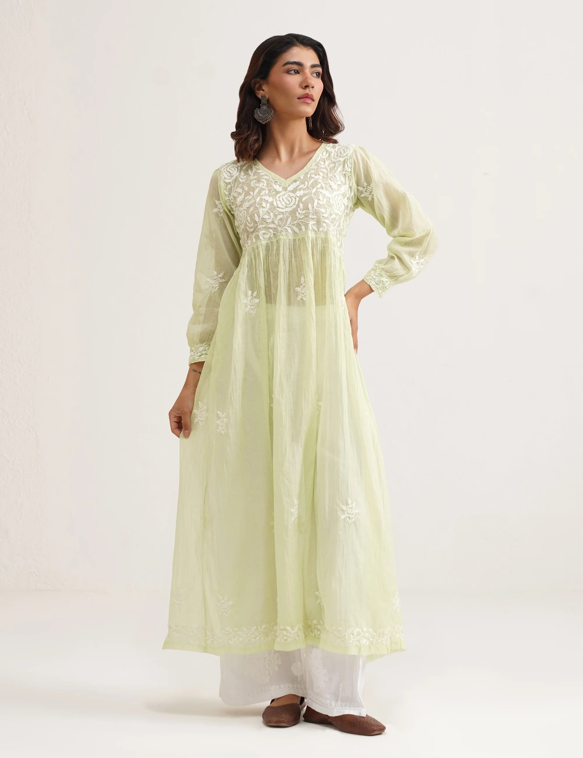SEHER CHIKANKARI GOWN SET OF THREE