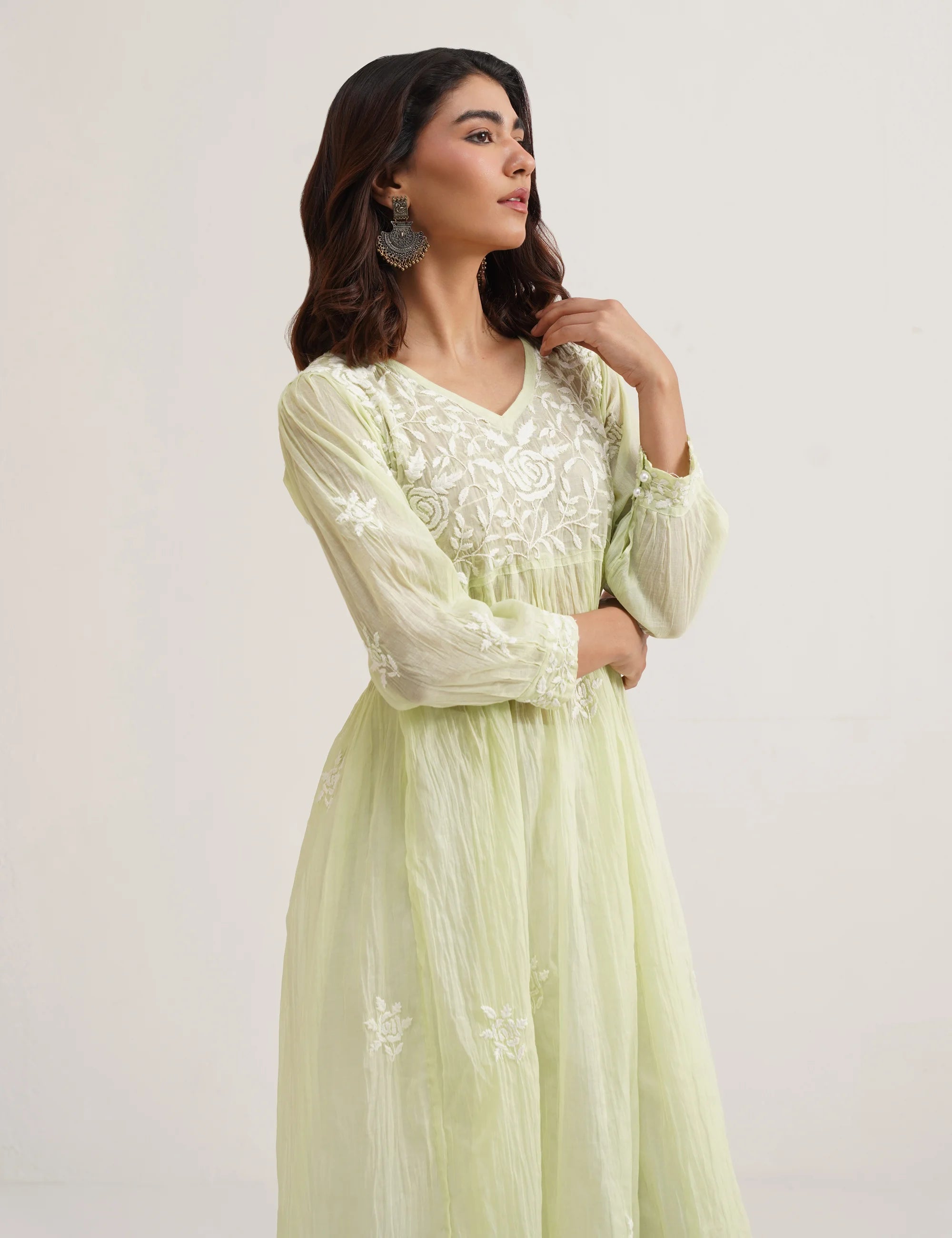 SEHER CHIKANKARI GOWN SET OF THREE