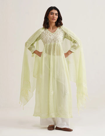 SEHER CHIKANKARI GOWN SET OF THREE