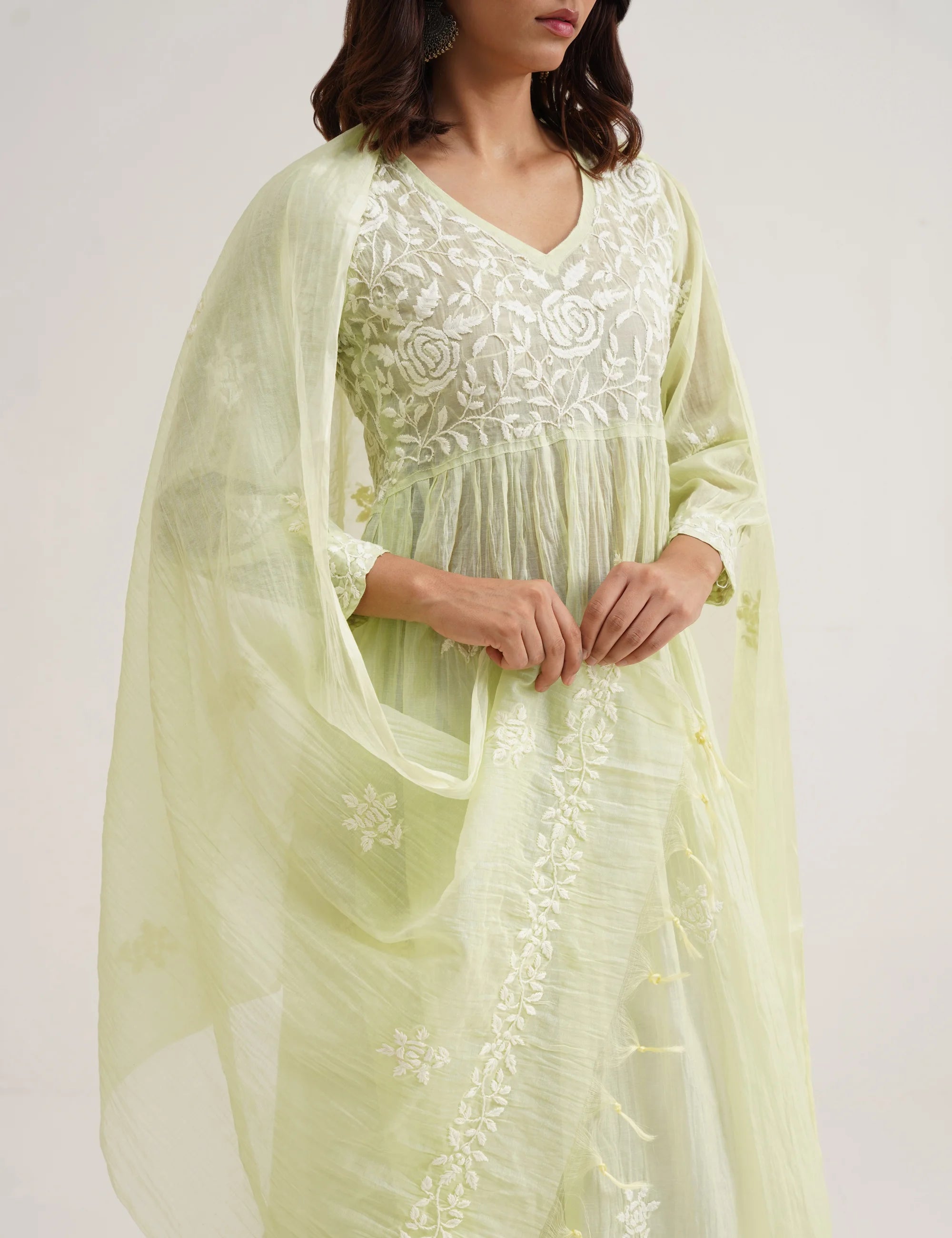 SEHER CHIKANKARI GOWN SET OF THREE
