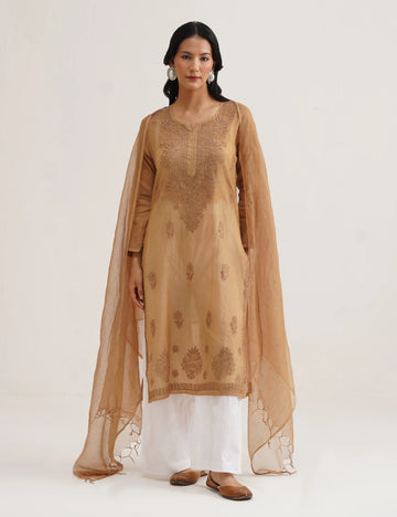 ADAA CHIKANKARI KURTA SET OF THREE