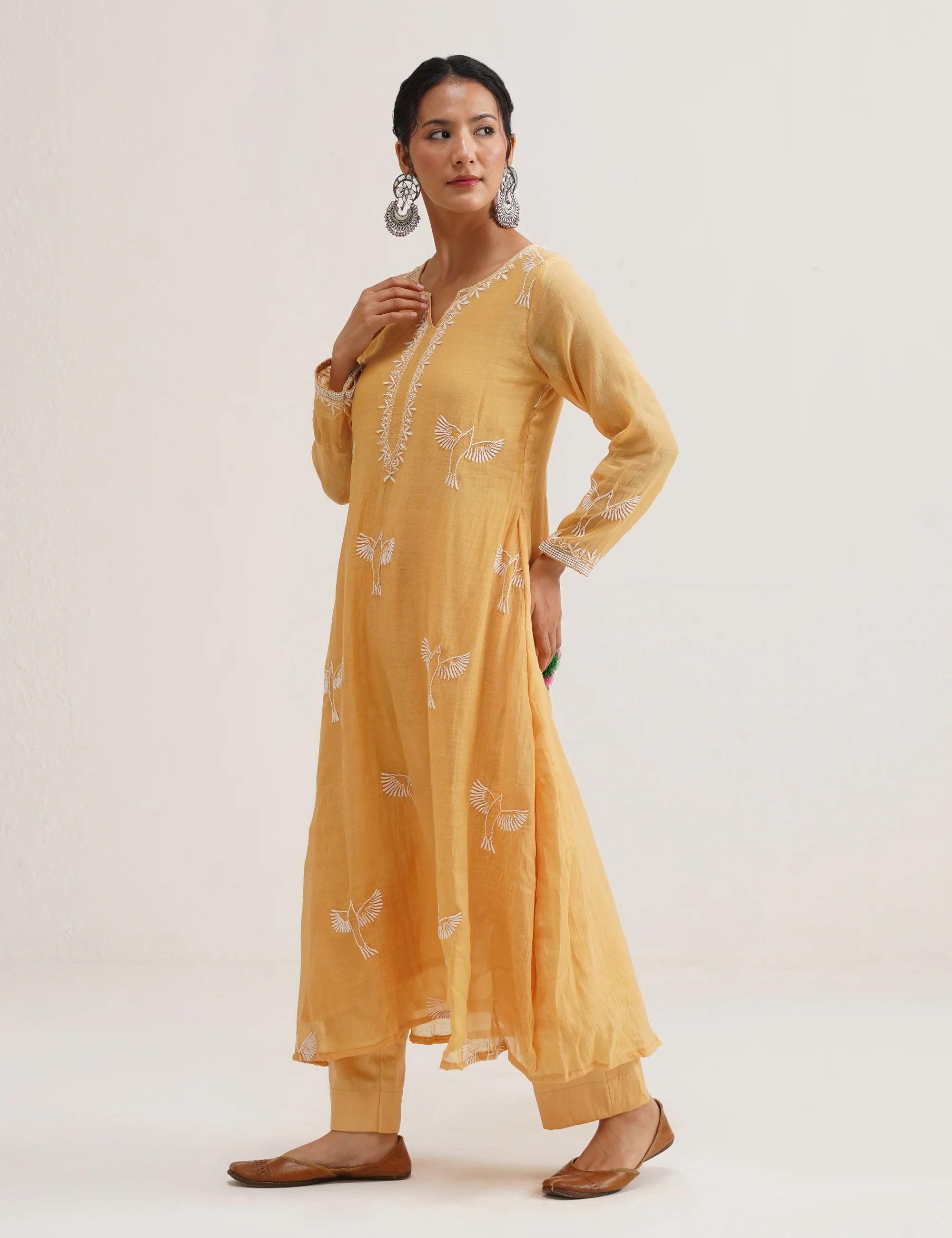 AFREEN CHIKANKARI A-LINE KURTA SET OF THREE