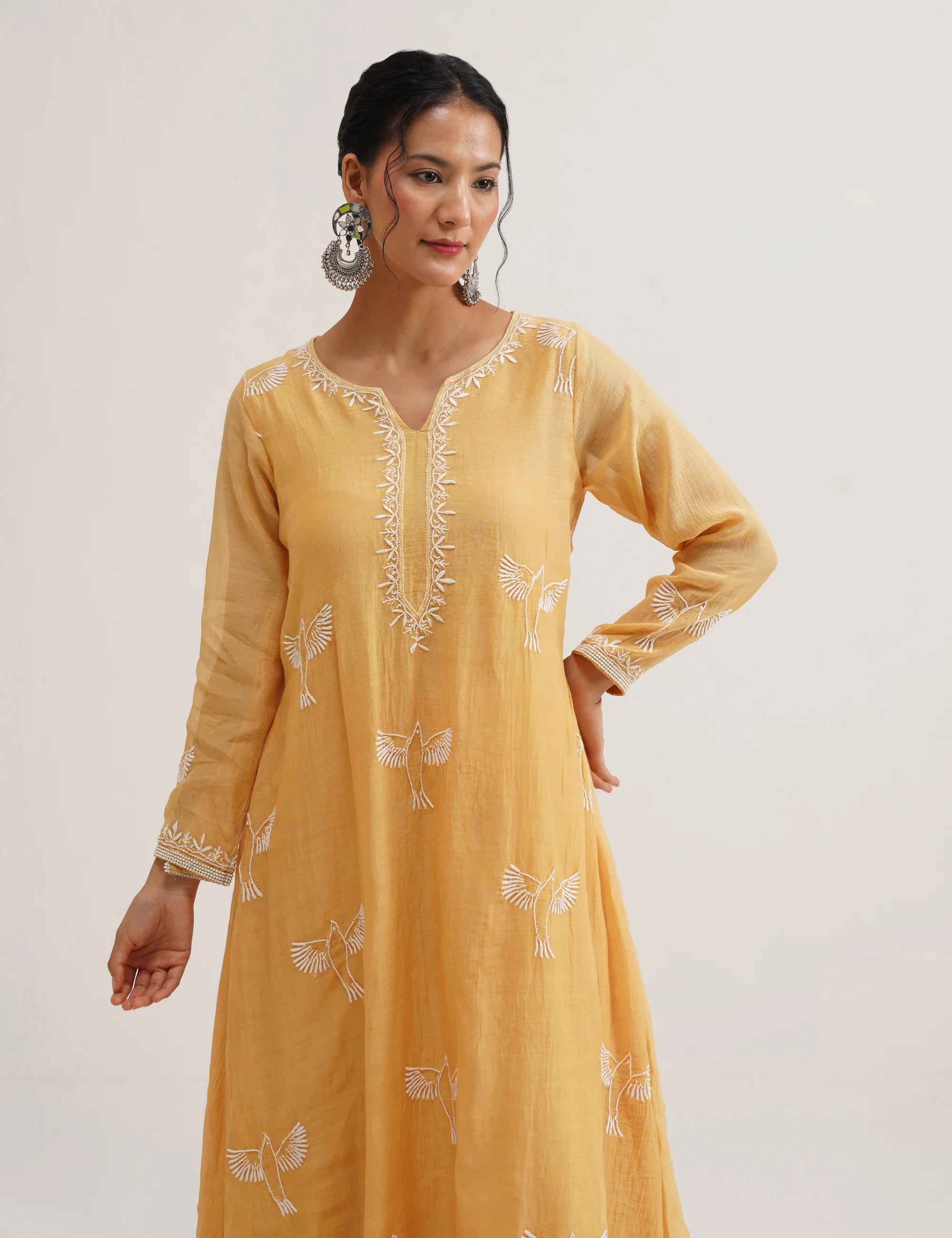 AFREEN CHIKANKARI A-LINE KURTA SET OF THREE