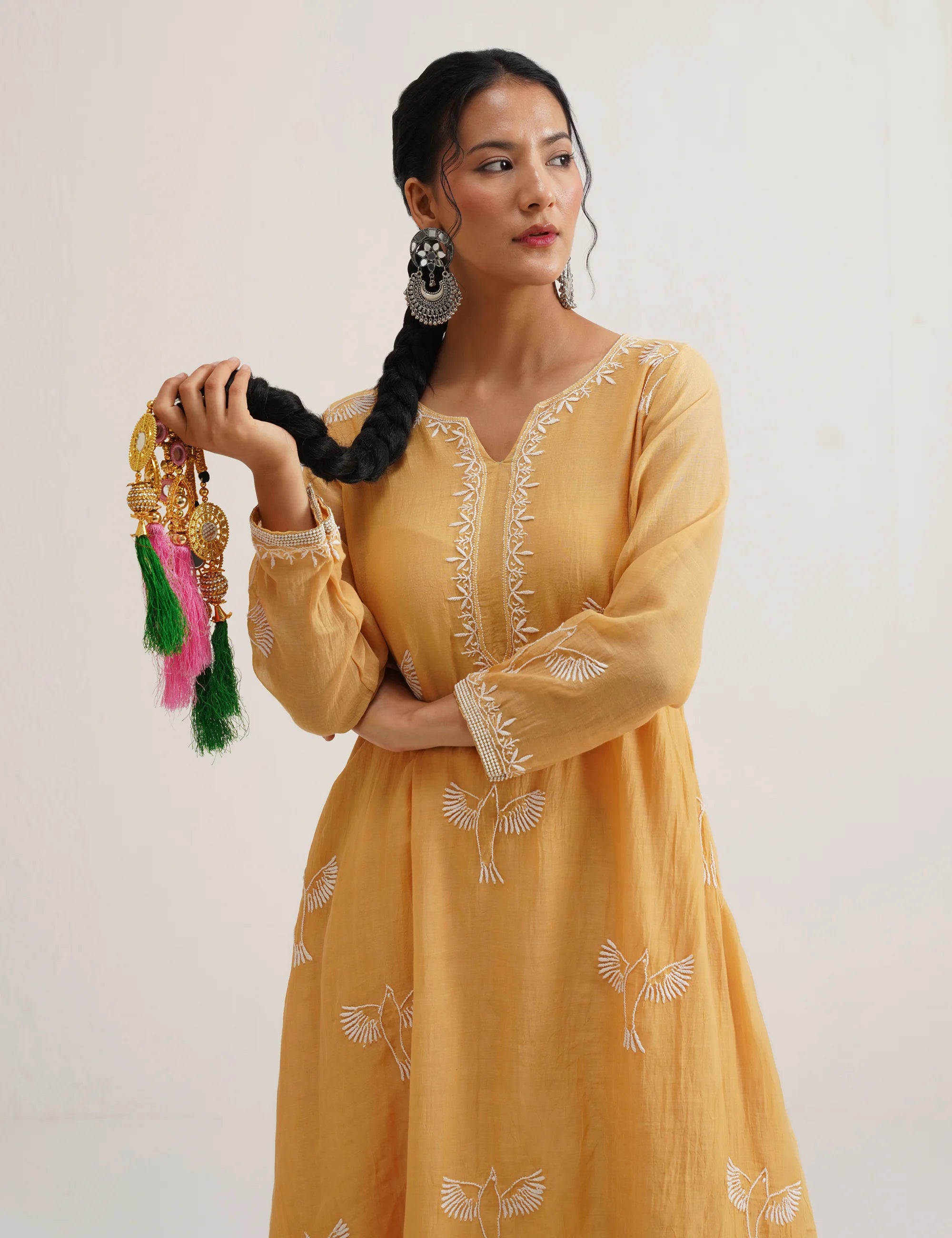 AFREEN CHIKANKARI A-LINE KURTA SET OF THREE