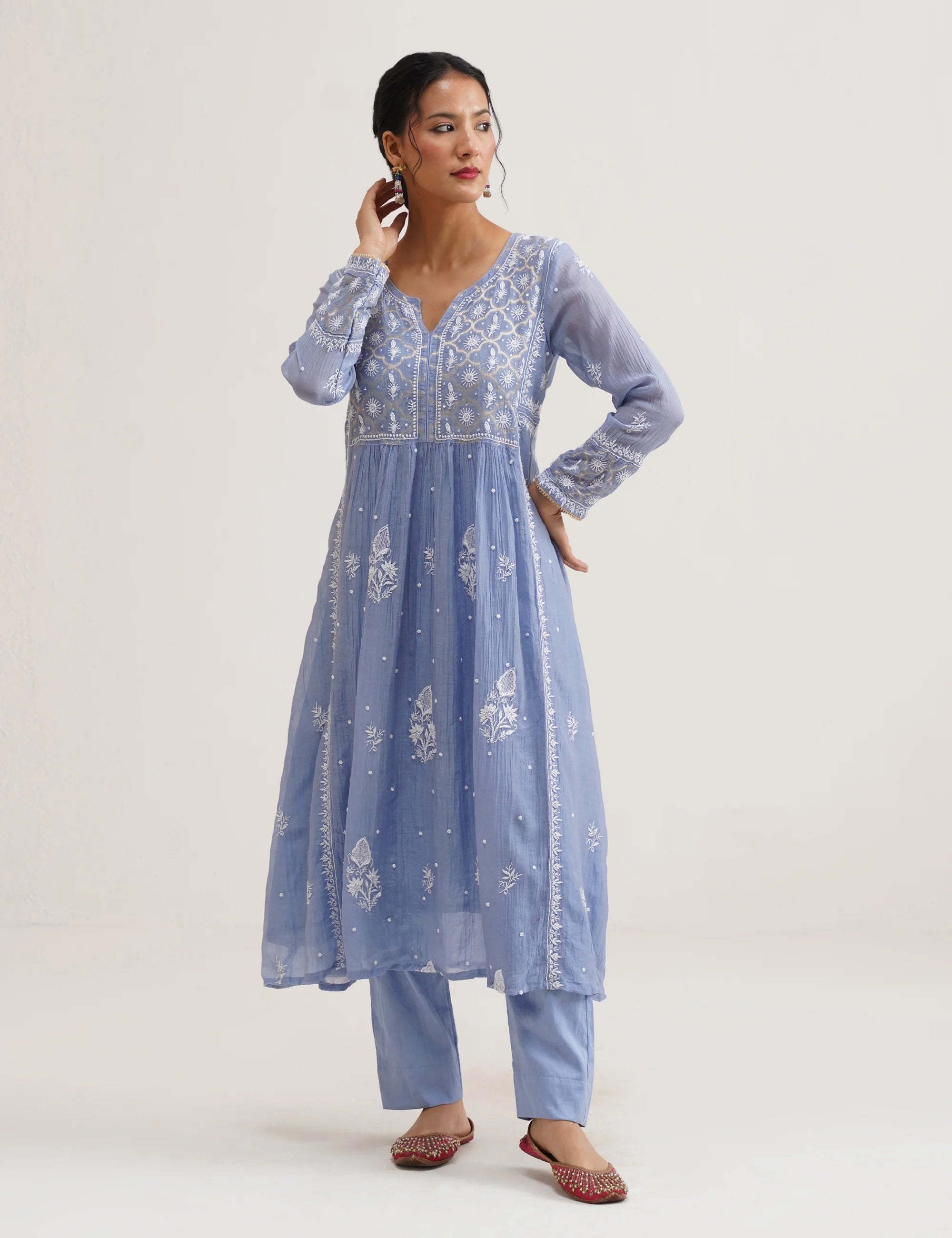 NAAZ A-LINE YOLK KURTA SET OF THREE