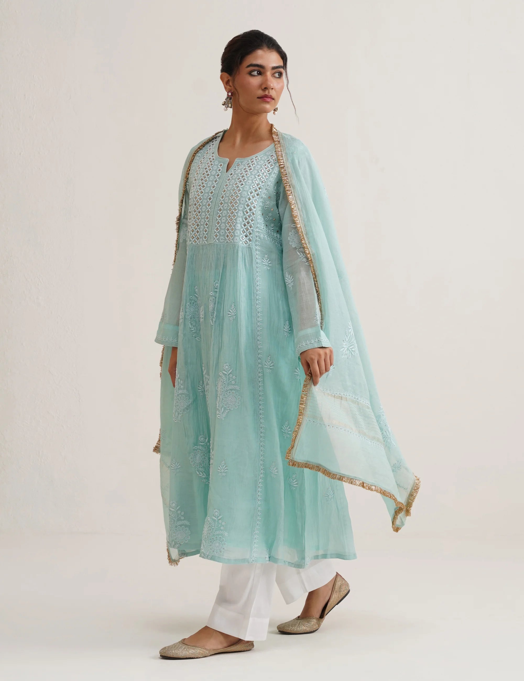 SABA A-LINE CHIKANKARI SET OF THREE