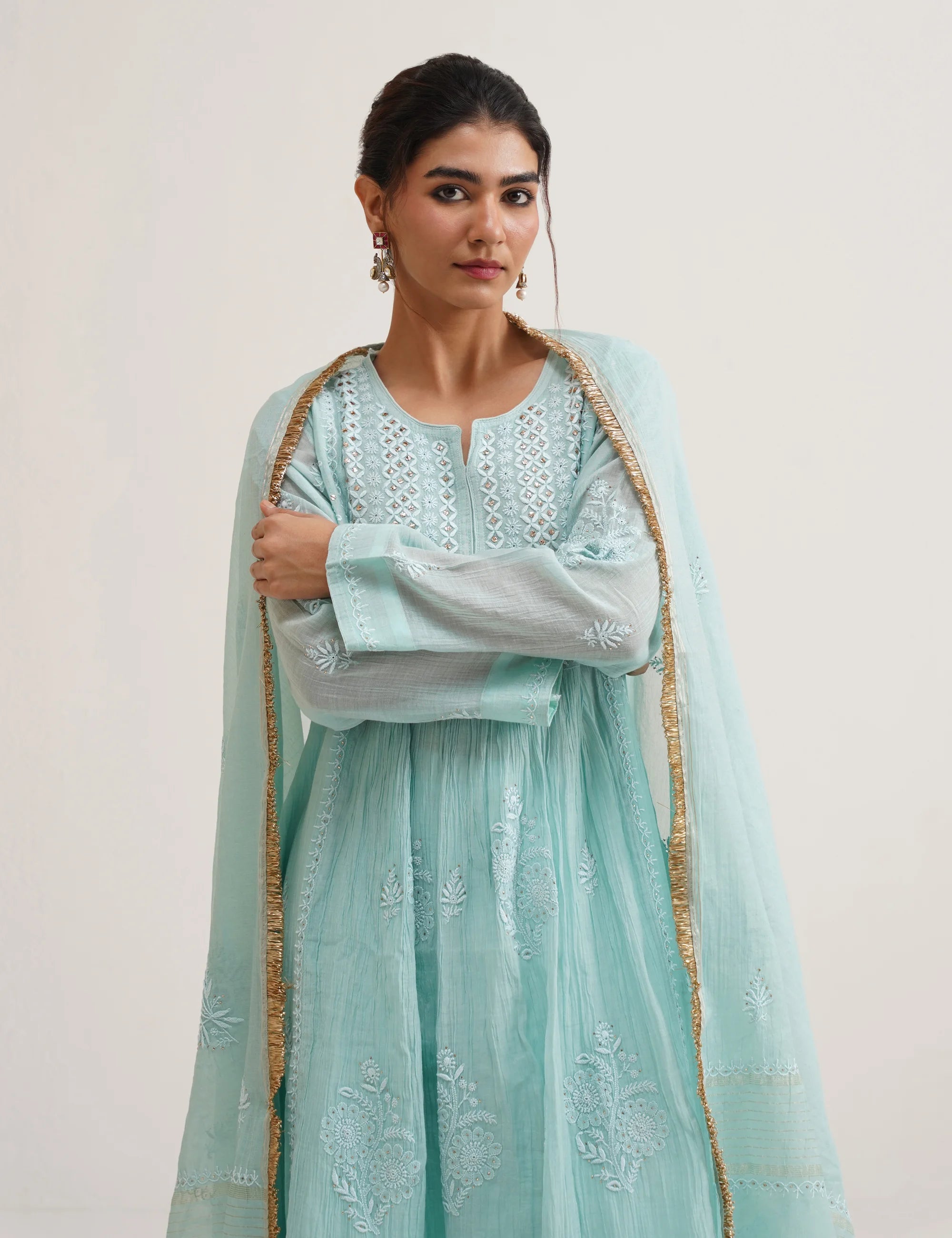 SABA A-LINE CHIKANKARI SET OF THREE