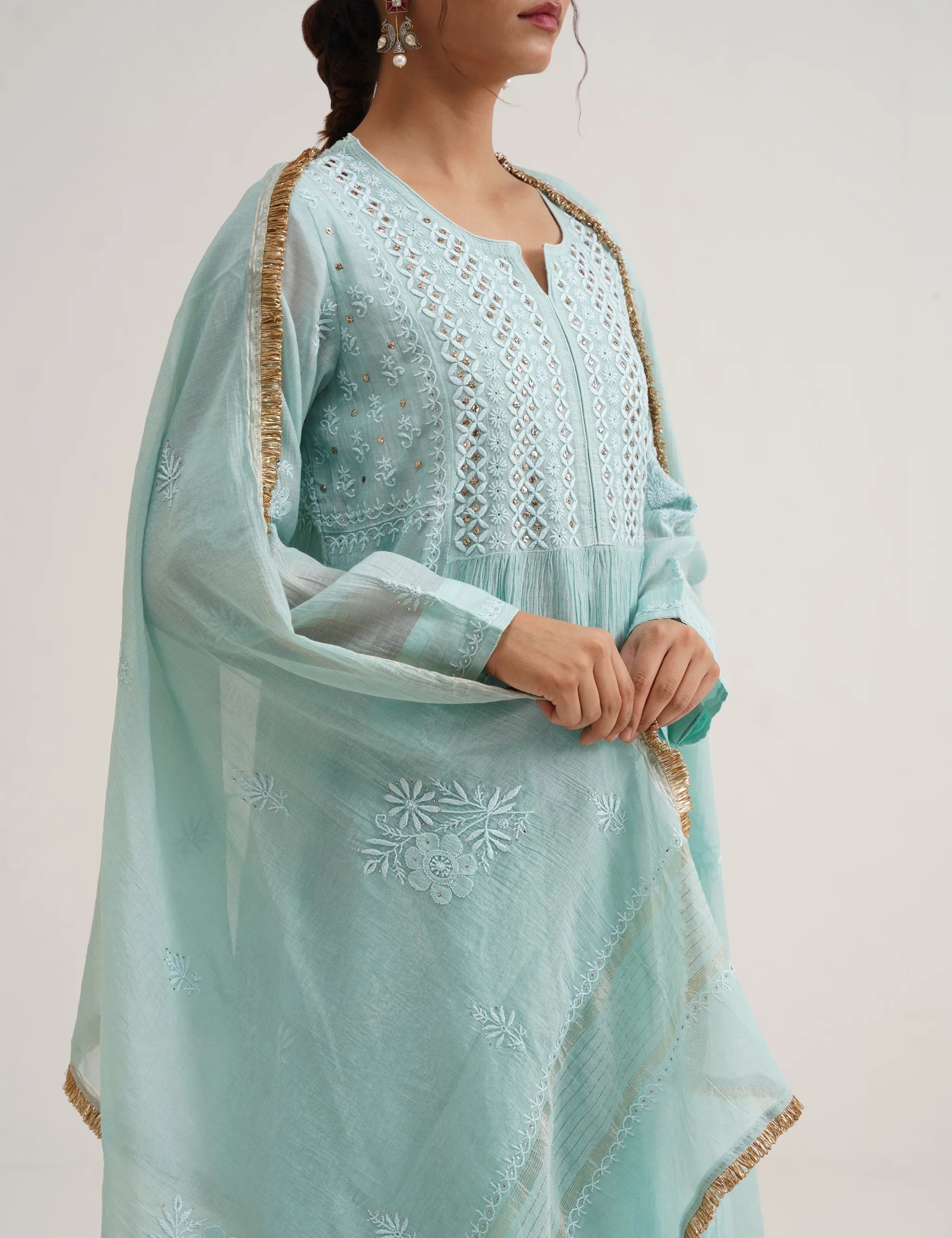 SABA A-LINE CHIKANKARI SET OF THREE