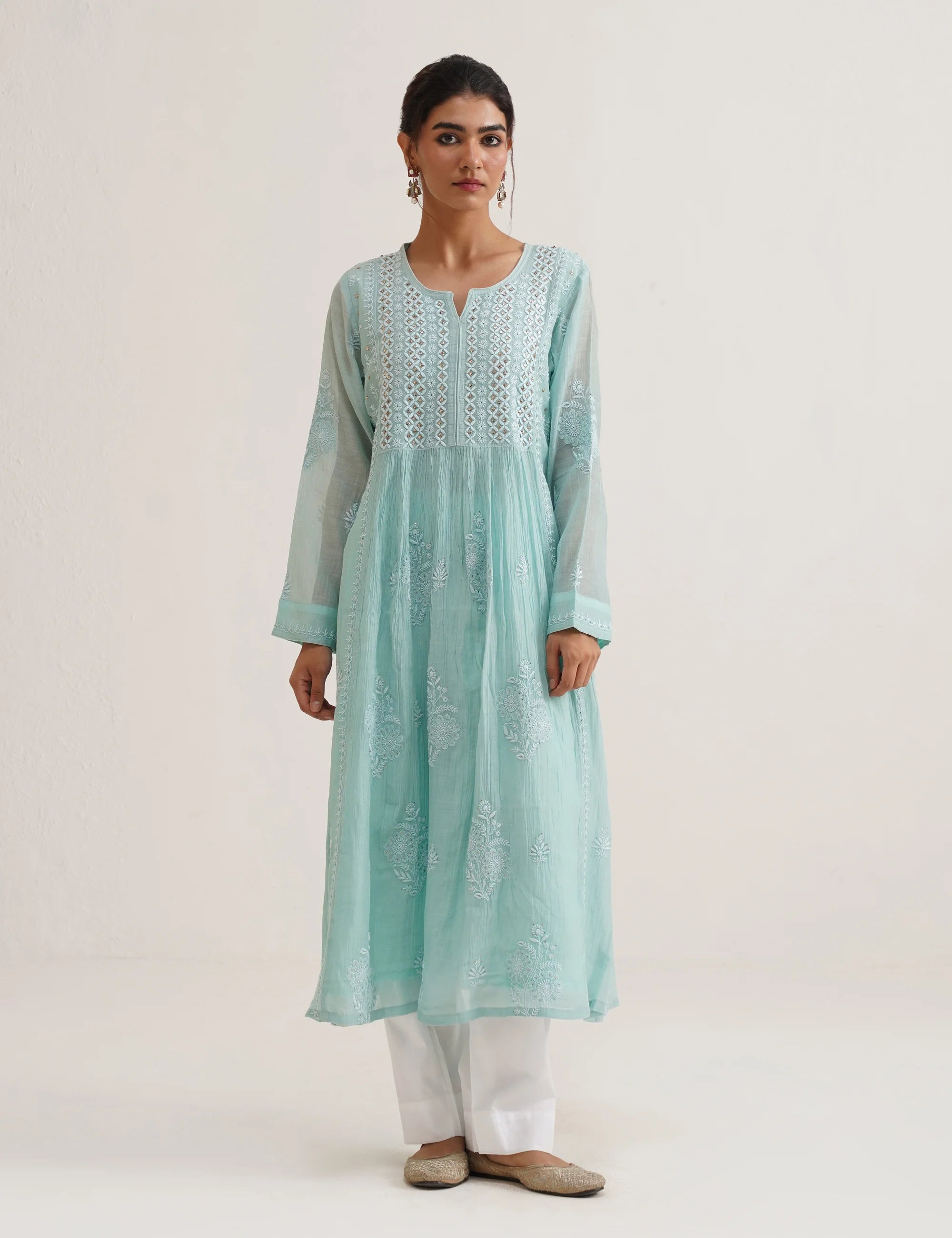 SABA A-LINE CHIKANKARI SET OF THREE