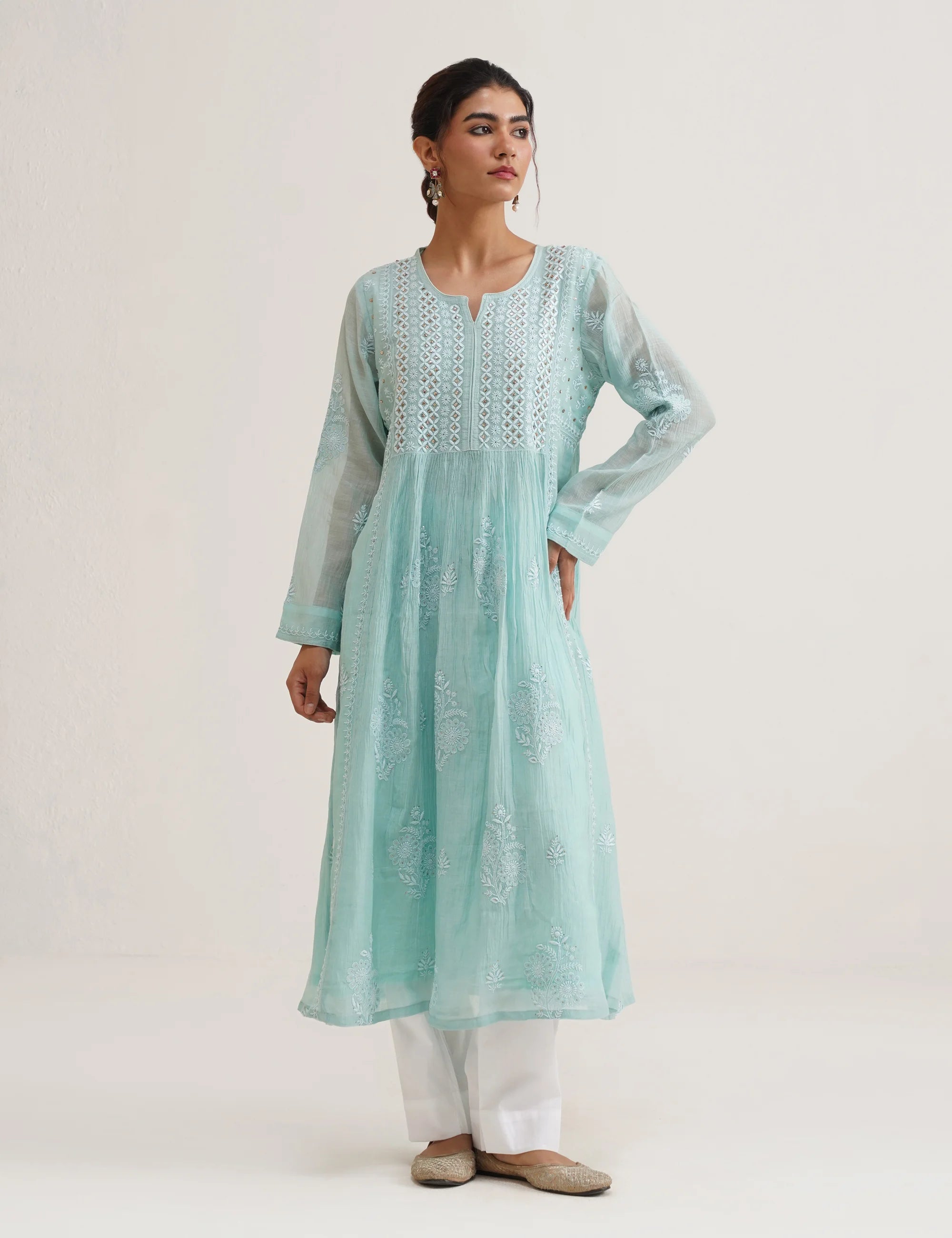 SABA A-LINE CHIKANKARI SET OF THREE