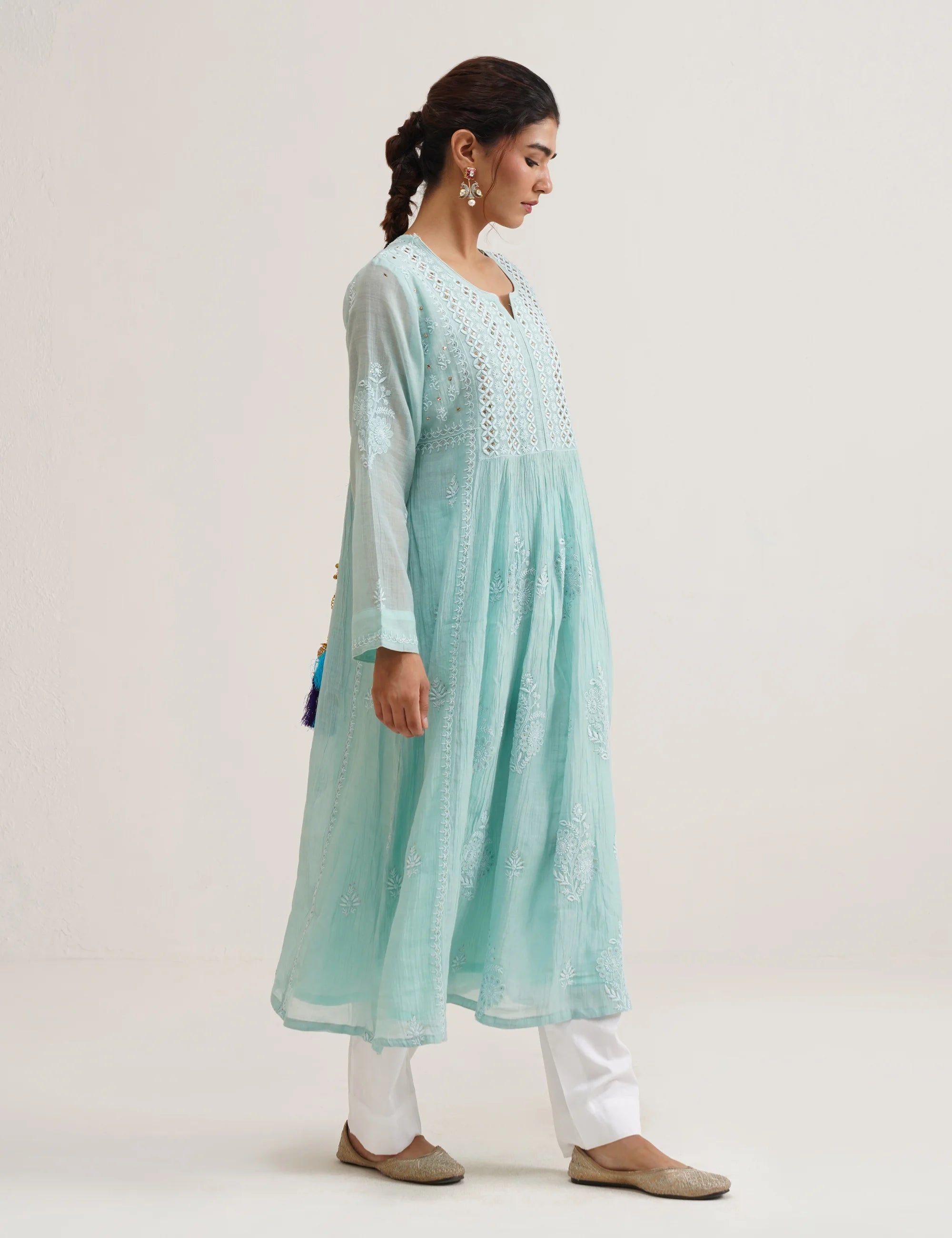 SABA A-LINE CHIKANKARI SET OF THREE