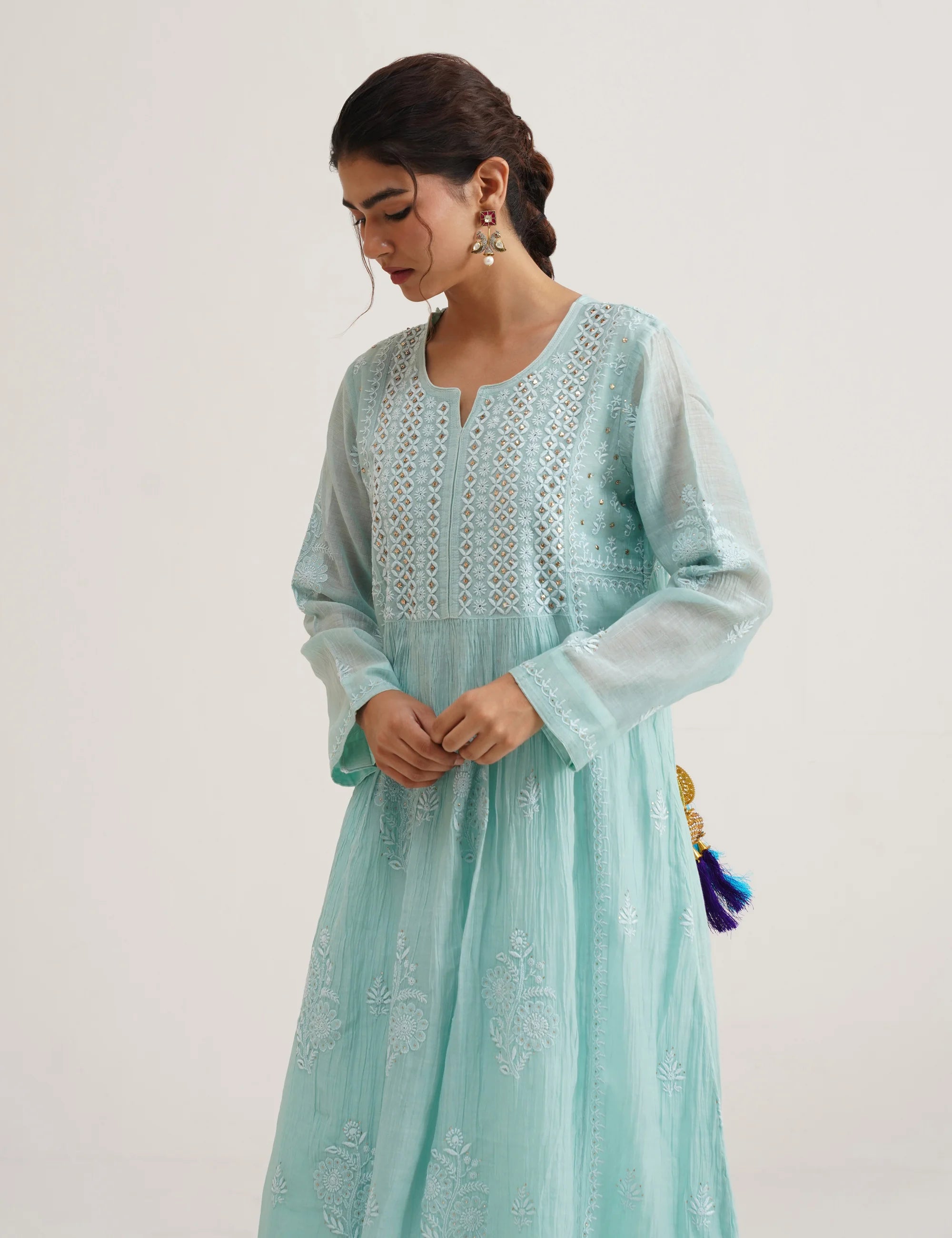 SABA A-LINE CHIKANKARI SET OF THREE