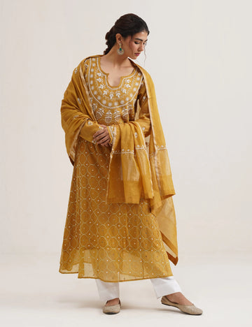 MIRAA CHIKANKARI ANARKALI SET OF THREE