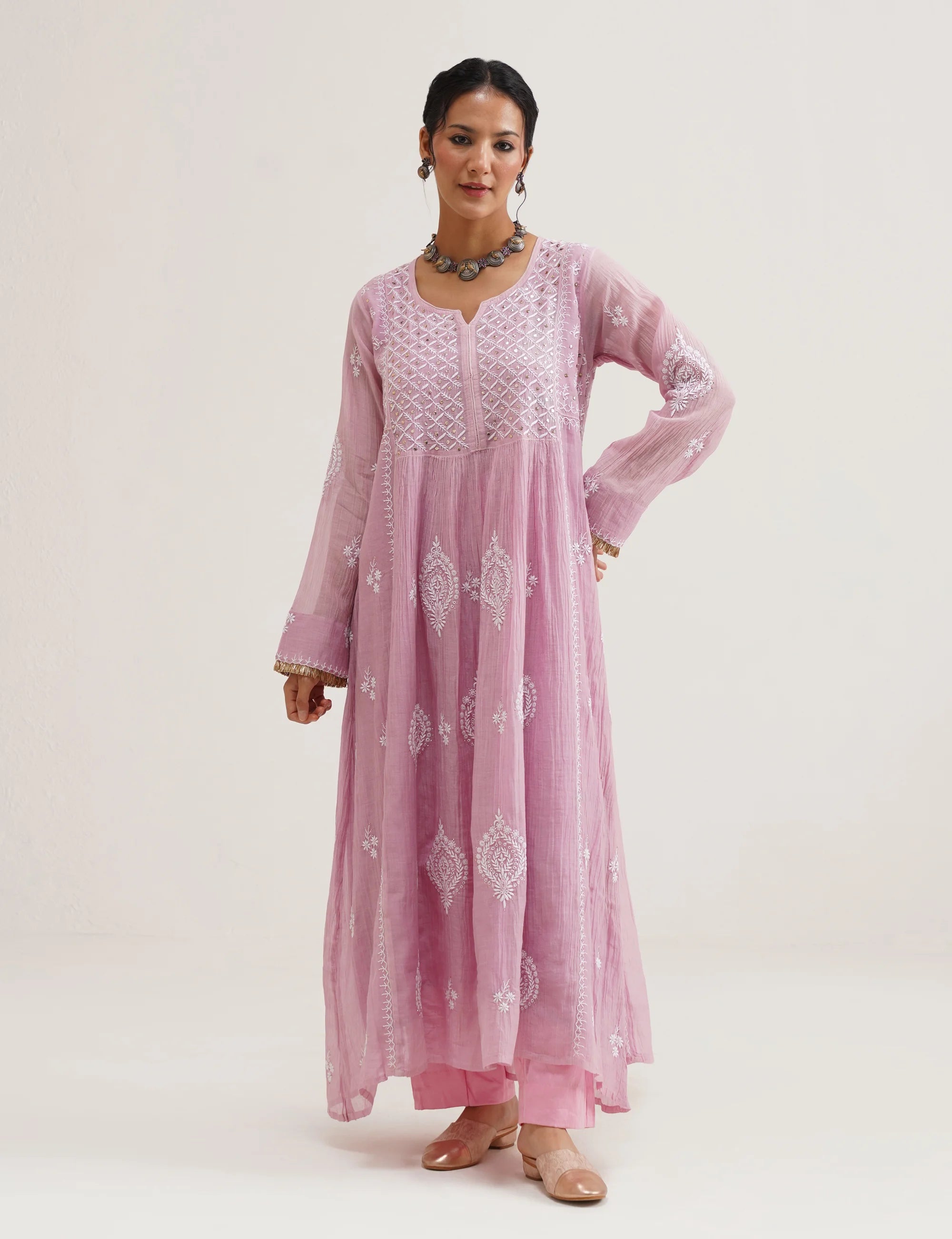 SABA A-LINE CHIKANKARI SET OF THREE