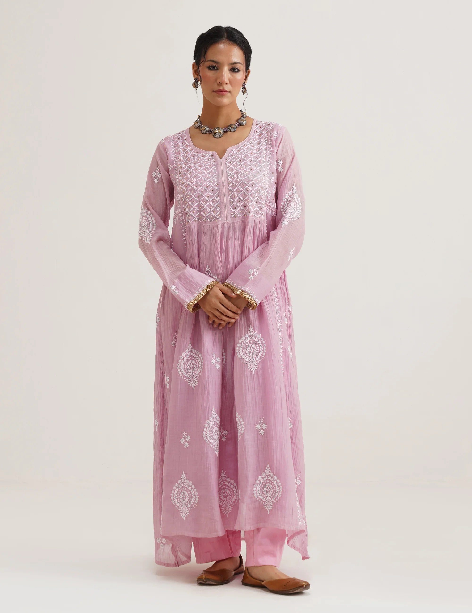 SABA A-LINE CHIKANKARI SET OF THREE