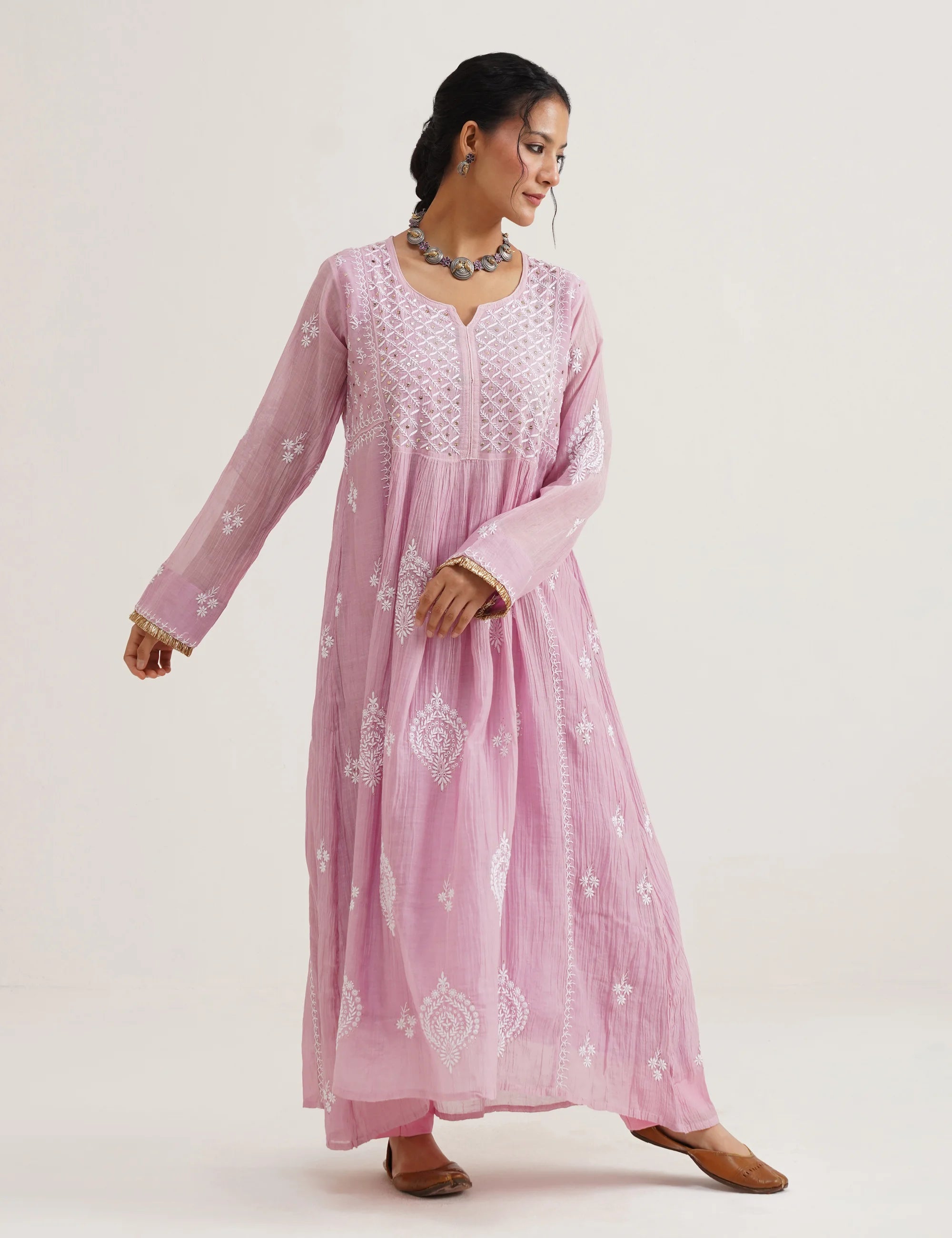 SABA A-LINE CHIKANKARI SET OF THREE