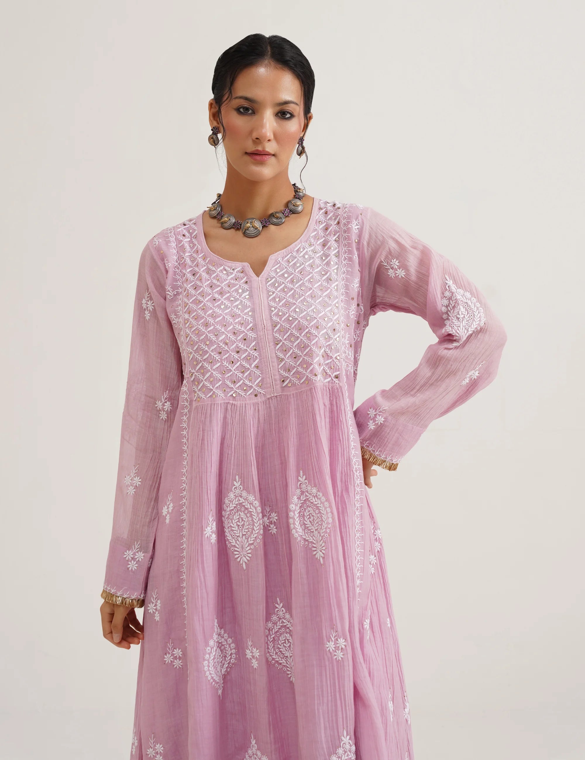 SABA A-LINE CHIKANKARI SET OF THREE