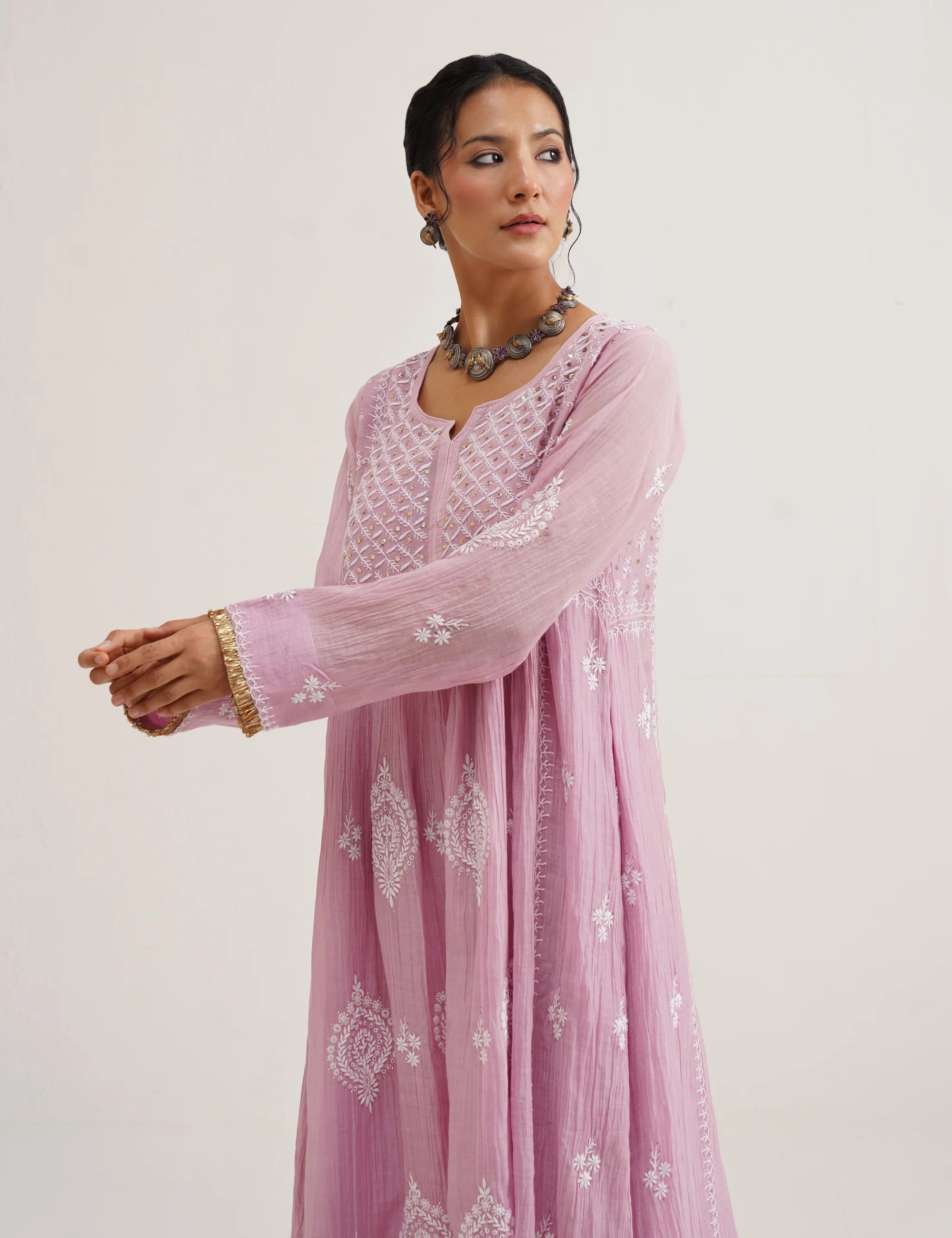 SABA A-LINE CHIKANKARI SET OF THREE