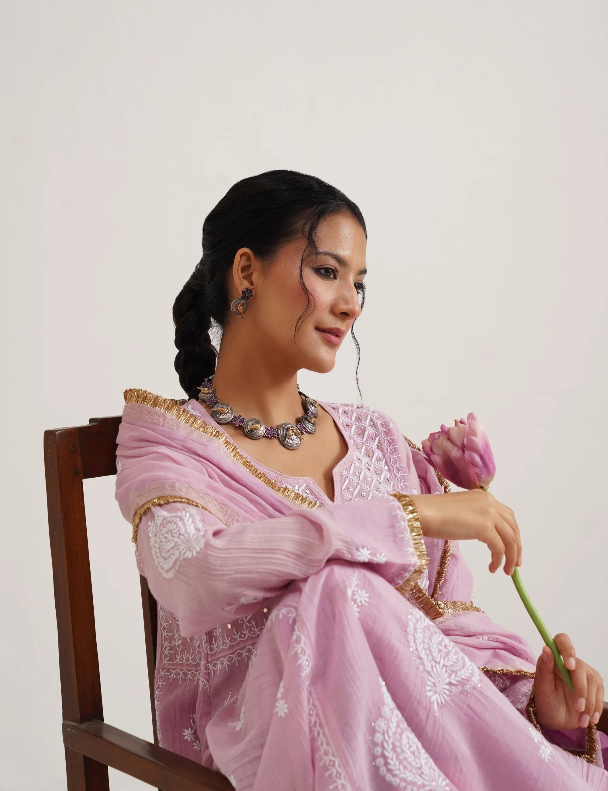 SABA A-LINE CHIKANKARI SET OF THREE