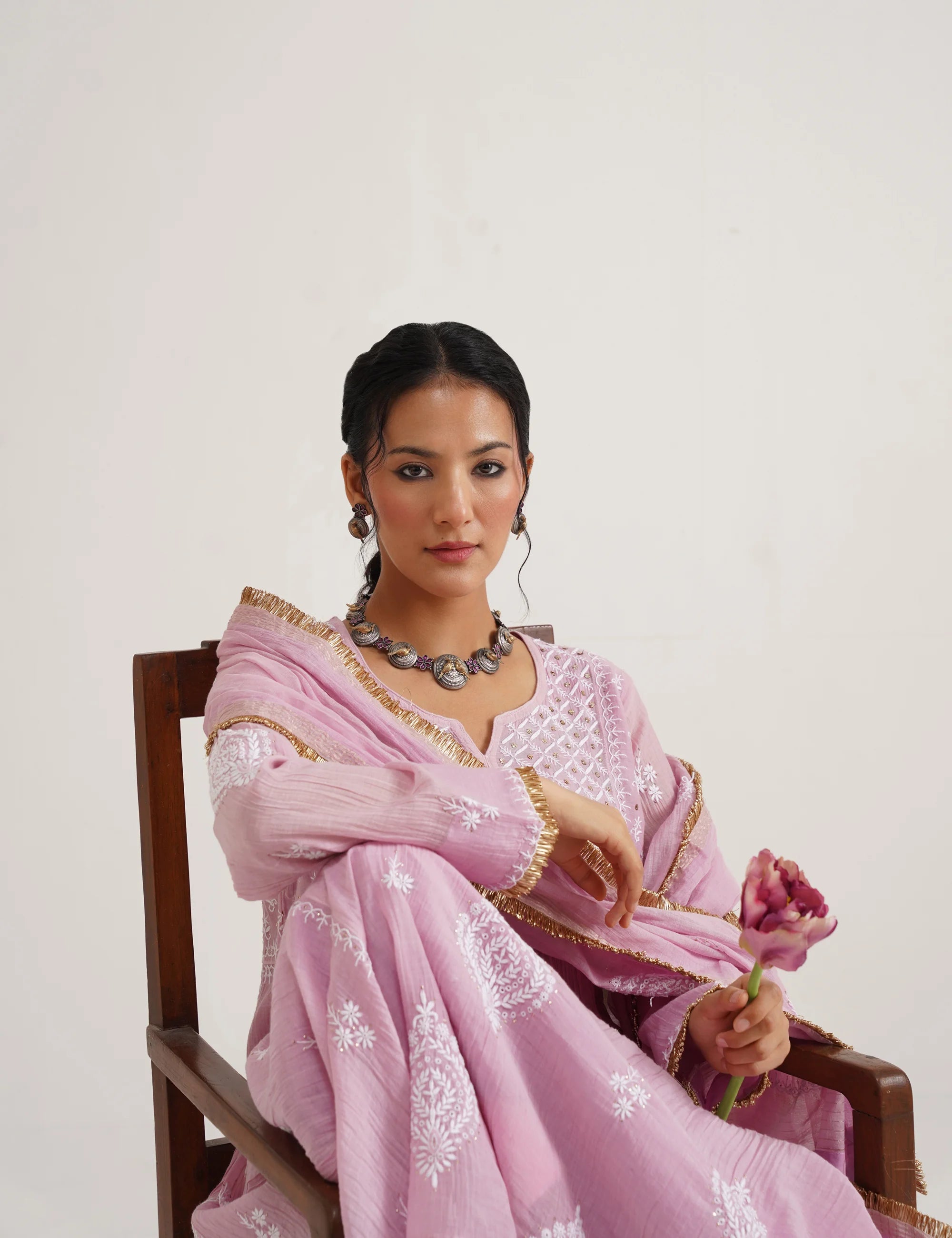 SABA A-LINE CHIKANKARI SET OF THREE