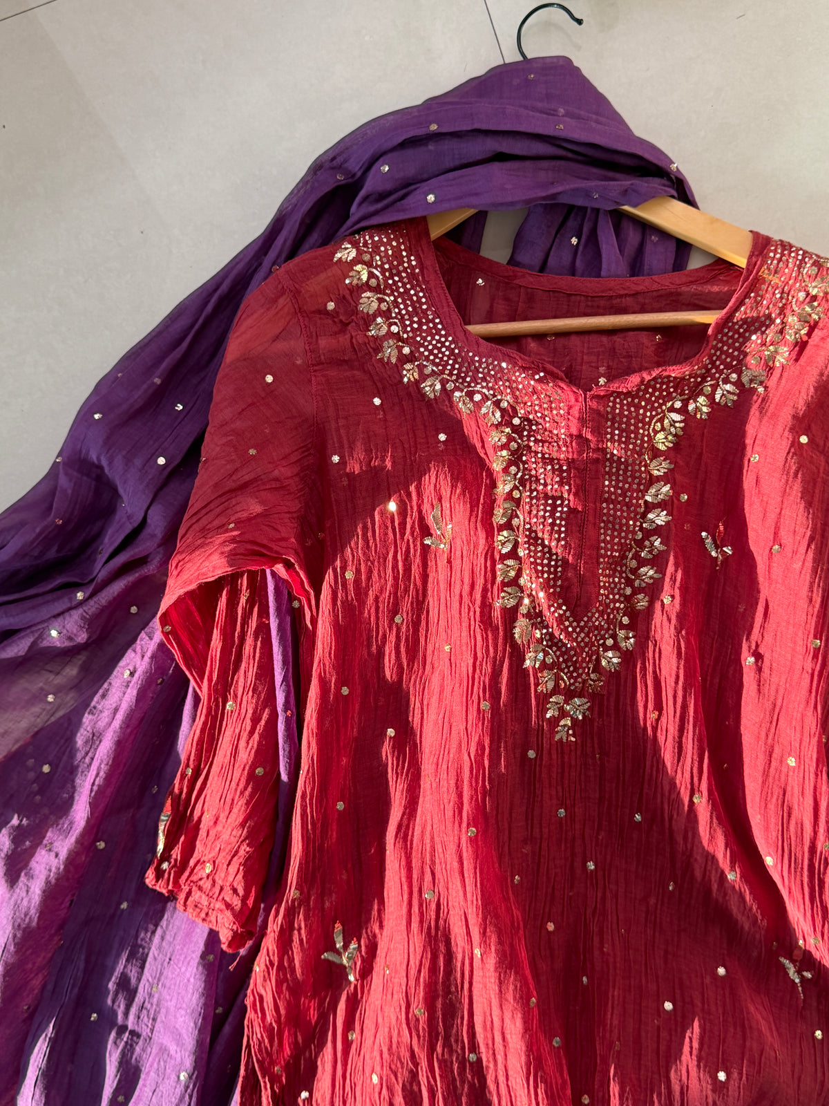 'Haseena' pitta mukaish 3 piece kurti gharara set