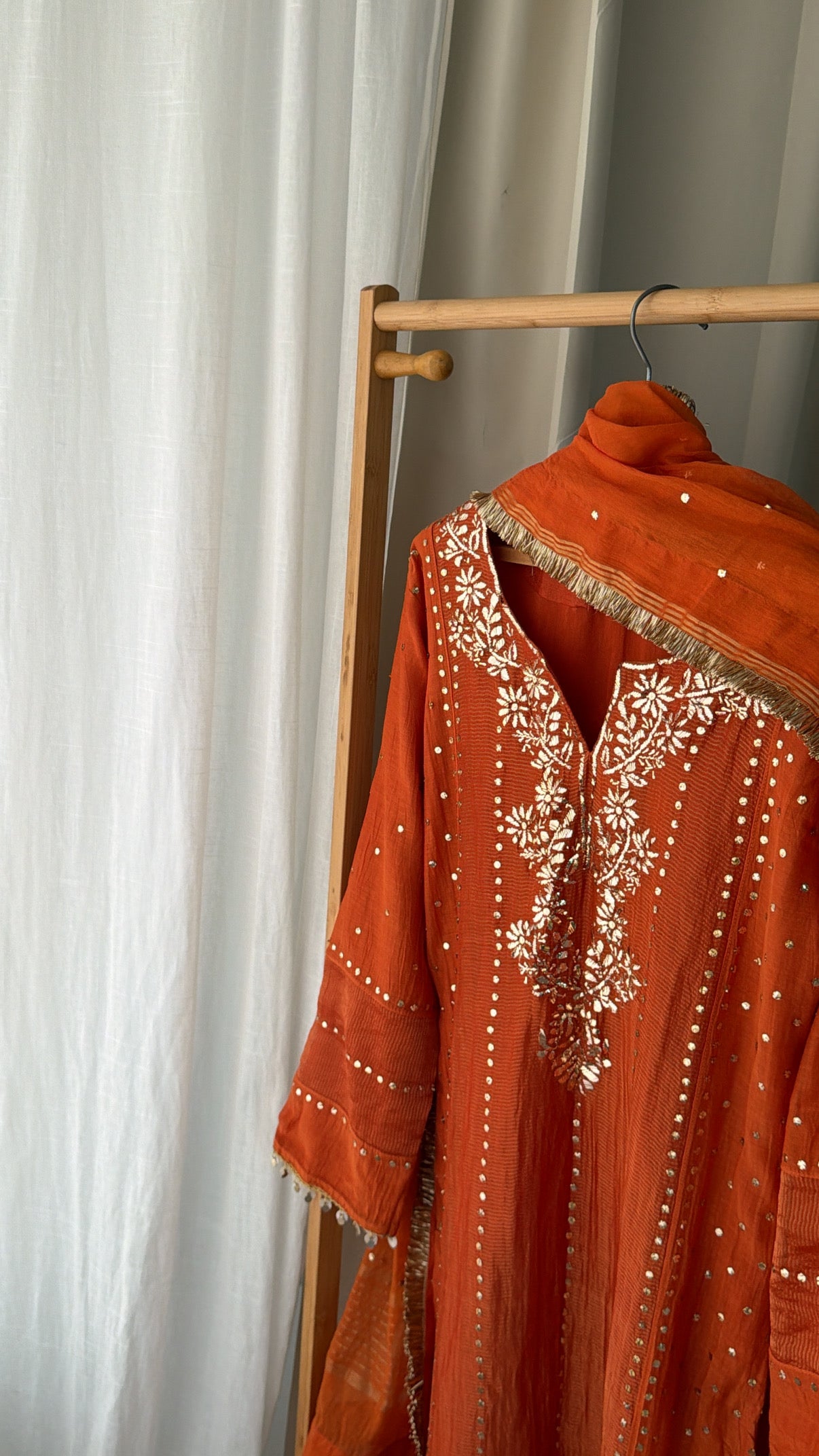 'Aiza' mukaish 3 piece A- line suit set