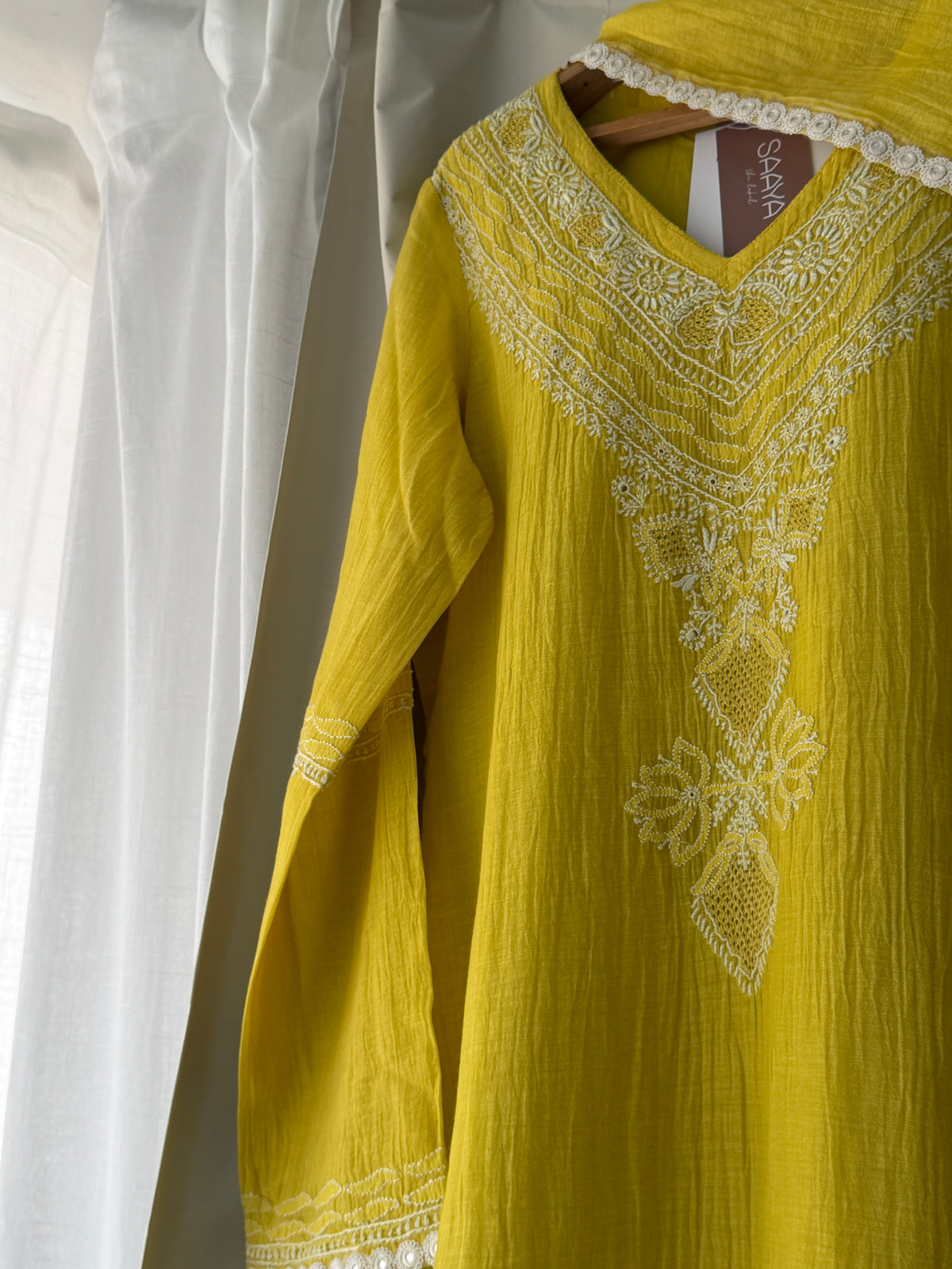 Inayat V-Neck Suit Set in Lemon Yellow