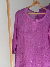 Chikankari kurti with sharara set in lilac