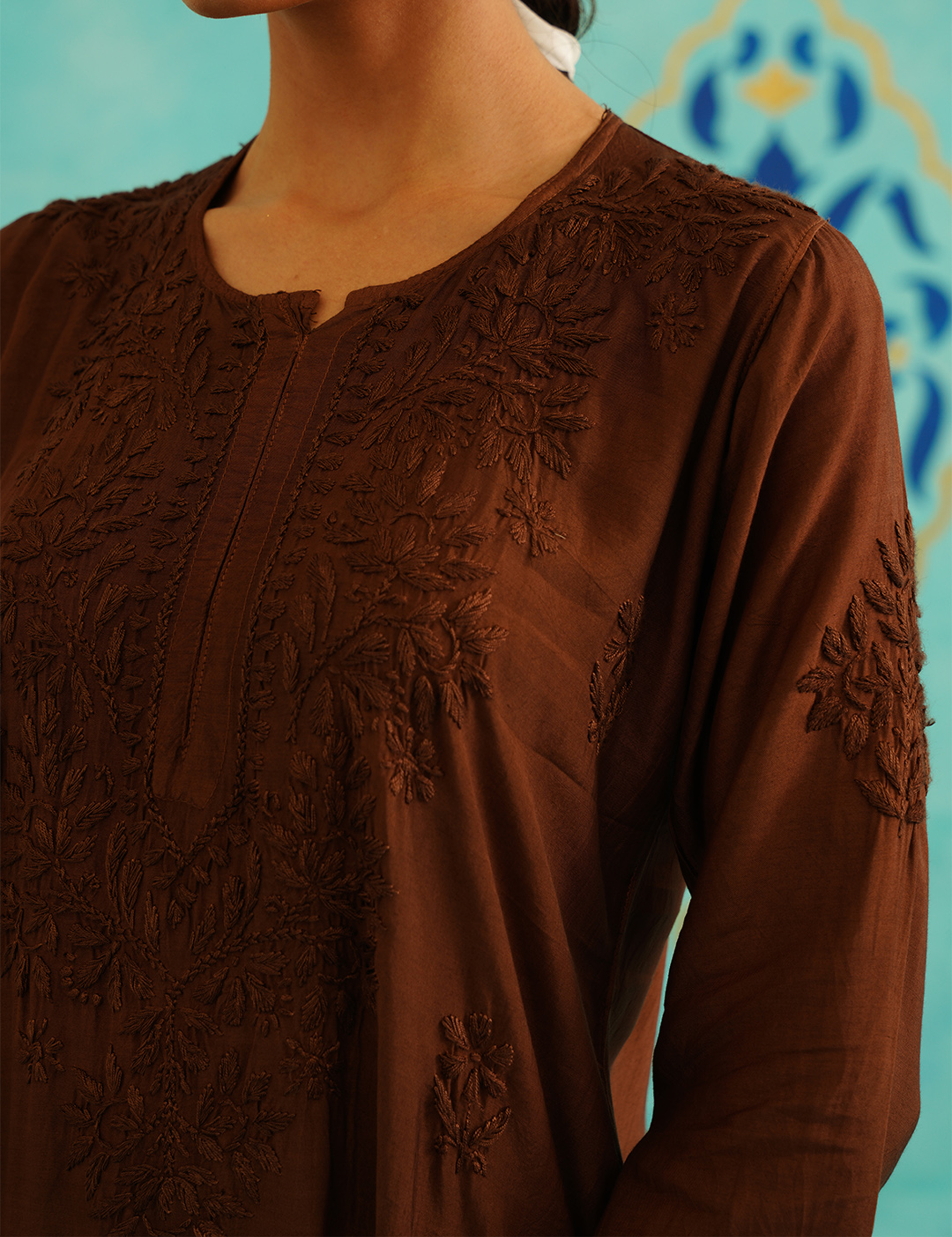 Fiza Chikankari Set of Two in Brown