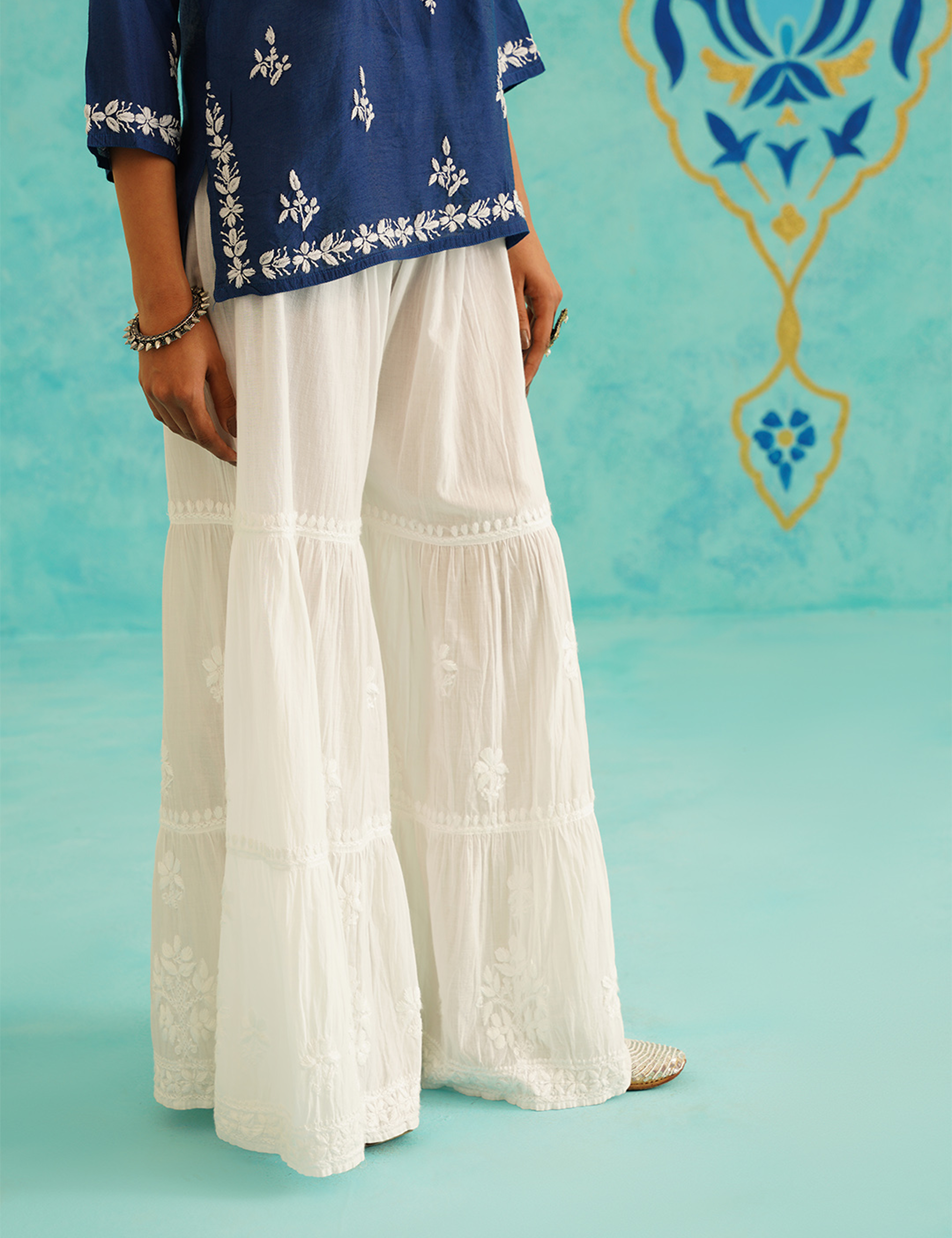 Hayaa Set of Two with Gharara in Blue Ombre