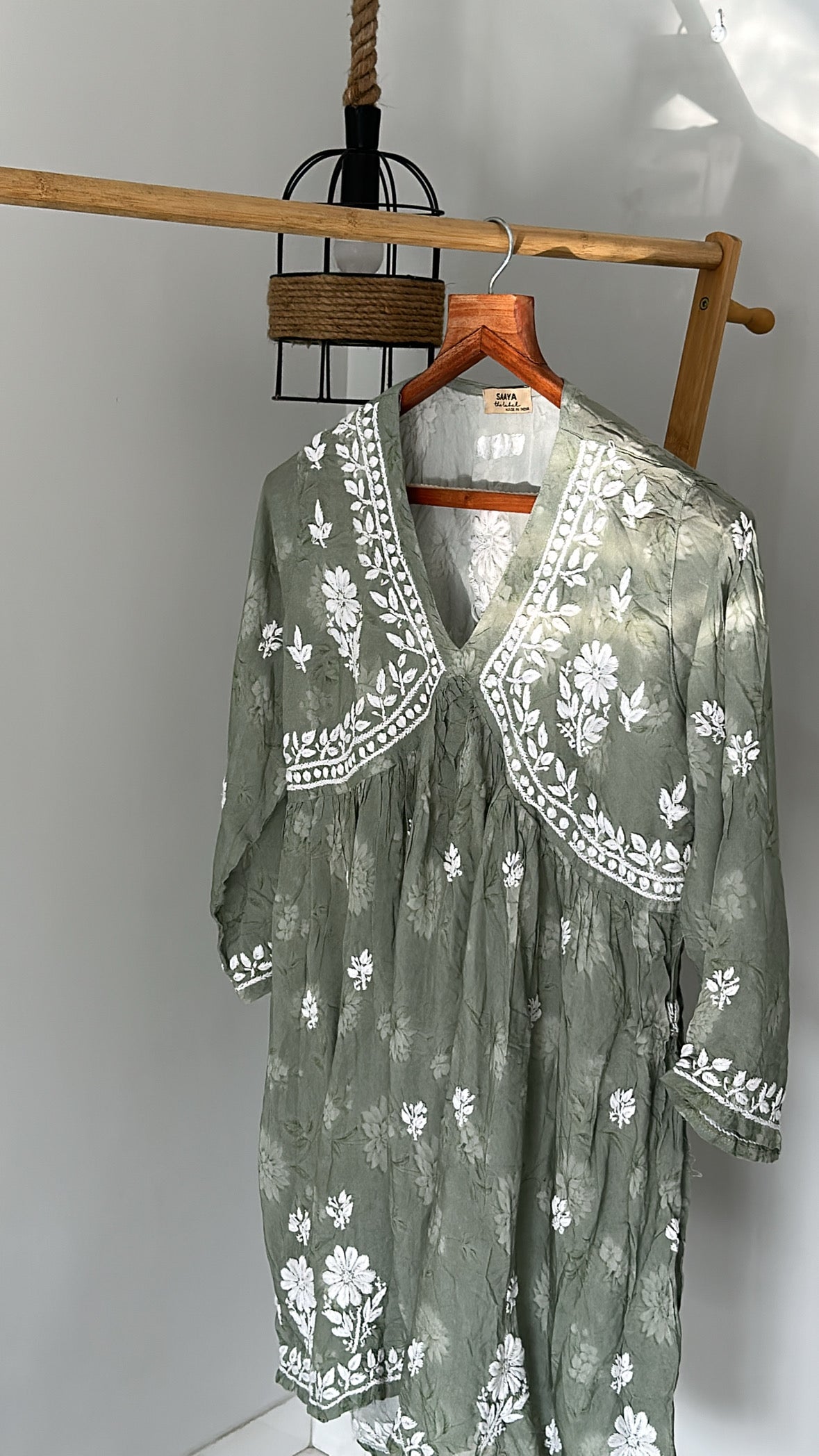'Raaha' chikankari kurti in Green