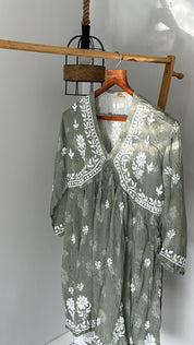 'Raaha' chikankari kurti in Green