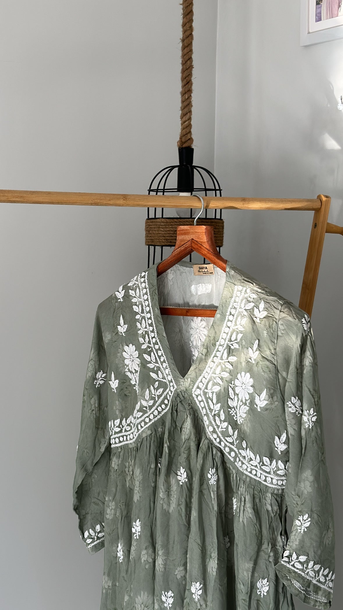 'Raaha' chikankari kurti in Green