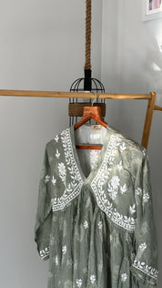 'Raaha' chikankari kurti in Green