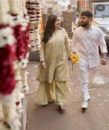 SEERAT GHARARA SET OF THREE IN PISTA