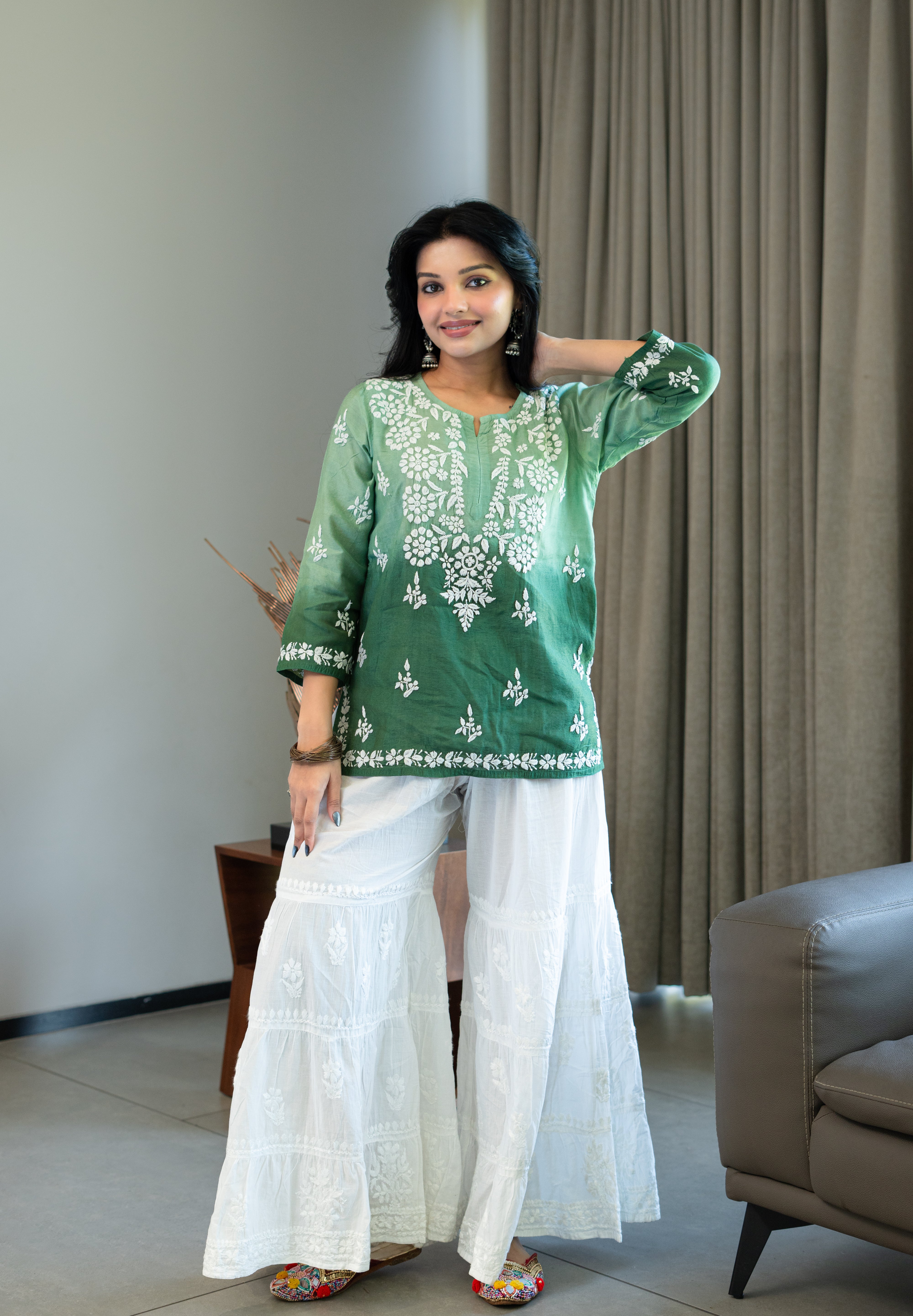 HAYAA KURTA IN GREEN OMBRE