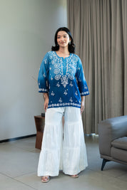 HAYAA KURTA IN BLUE OMBRE