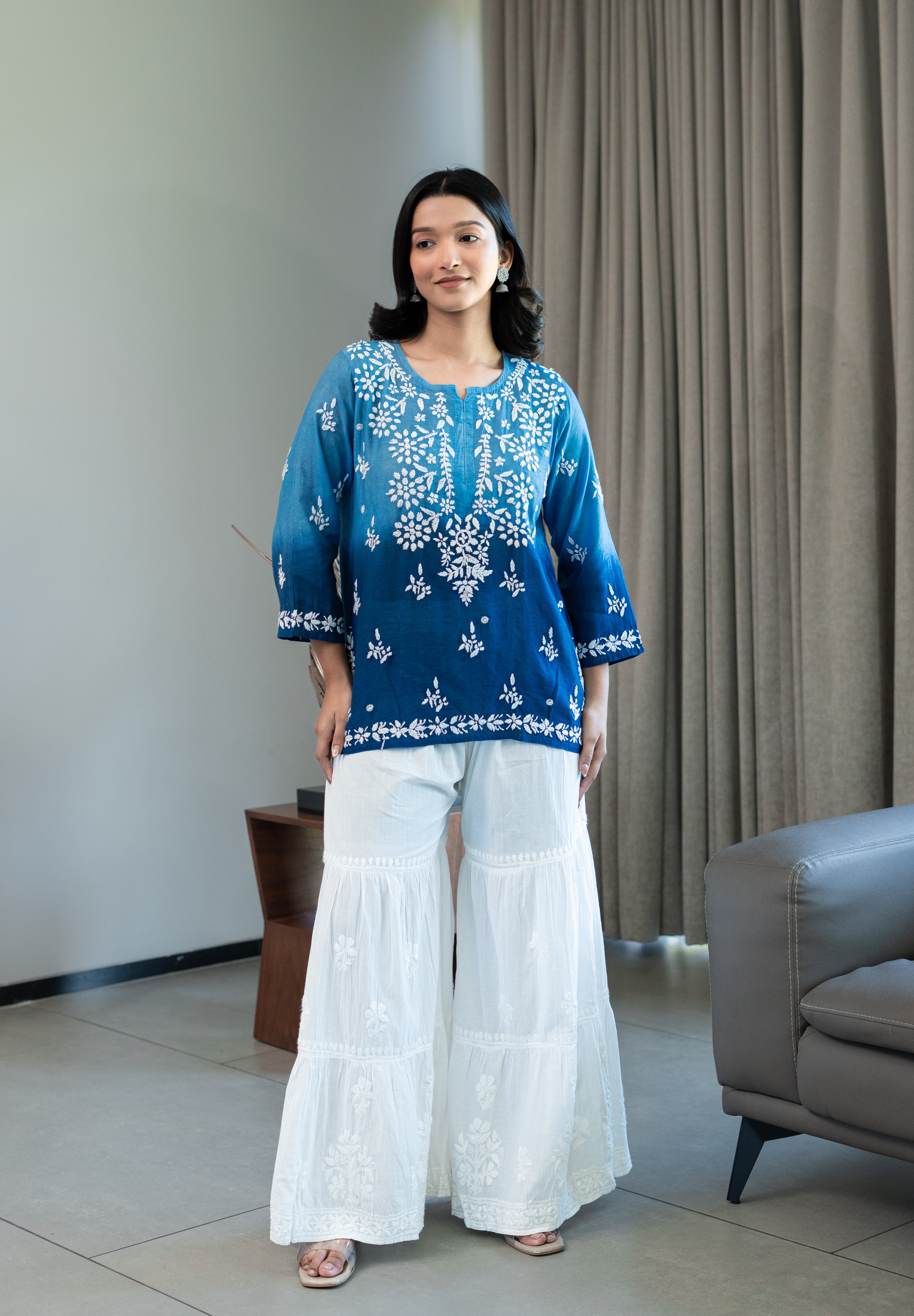 HAYAA KURTA IN BLUE OMBRE