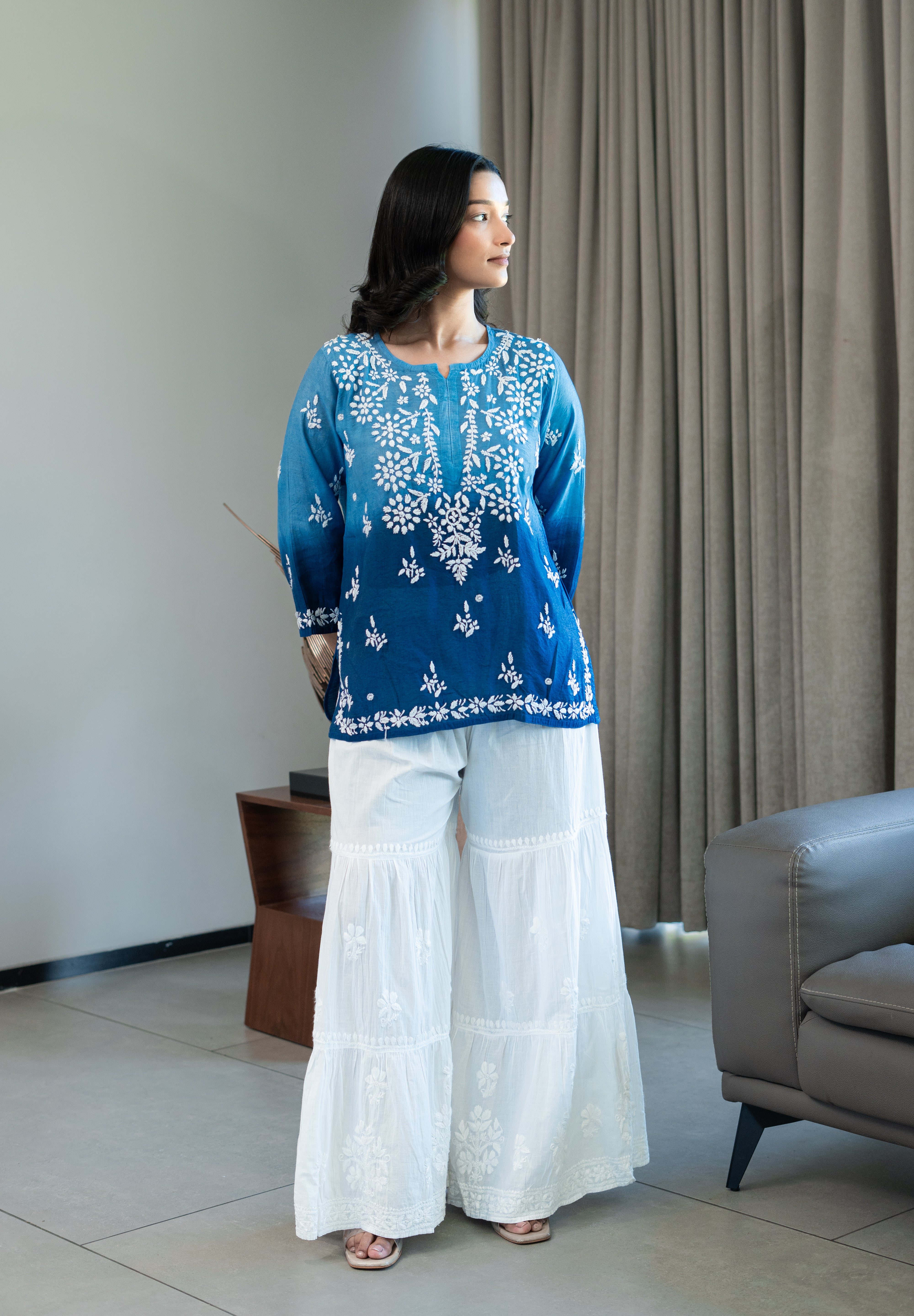 HAYAA KURTA IN BLUE OMBRE