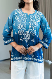 HAYAA KURTA IN BLUE OMBRE