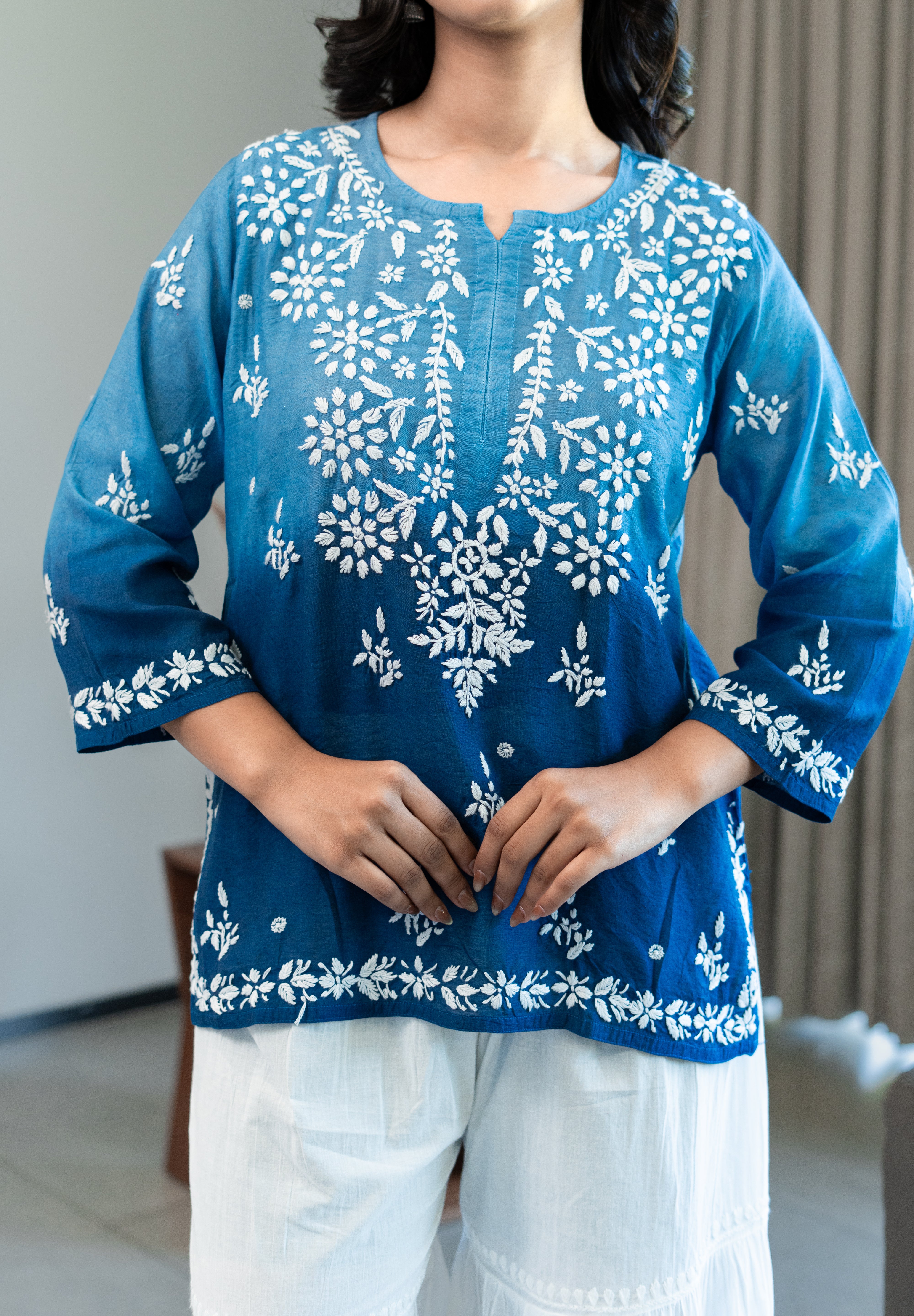 HAYAA KURTA IN BLUE OMBRE