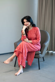 'MEHER' SET OF KURTA AND PALAZZO IN MAUVE