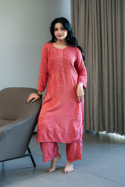 'MEHER' SET OF KURTA AND PALAZZO IN MAUVE