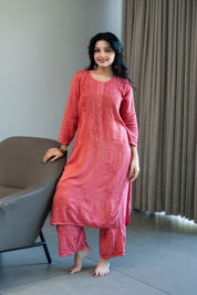 'MEHER' SET OF KURTA AND PALAZZO IN MAUVE