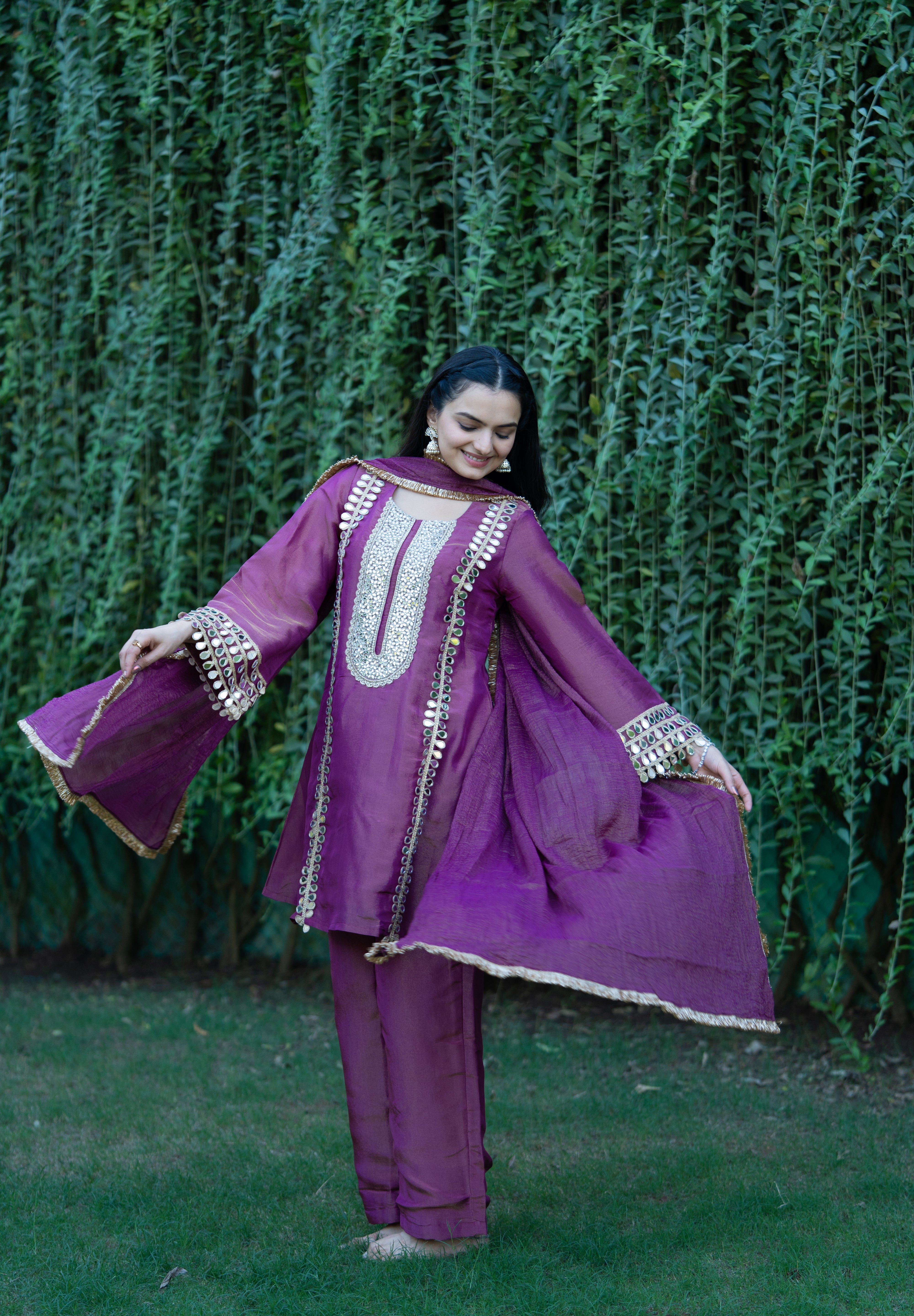 CHAMKEELI - SET OF THREE IN PURPLE