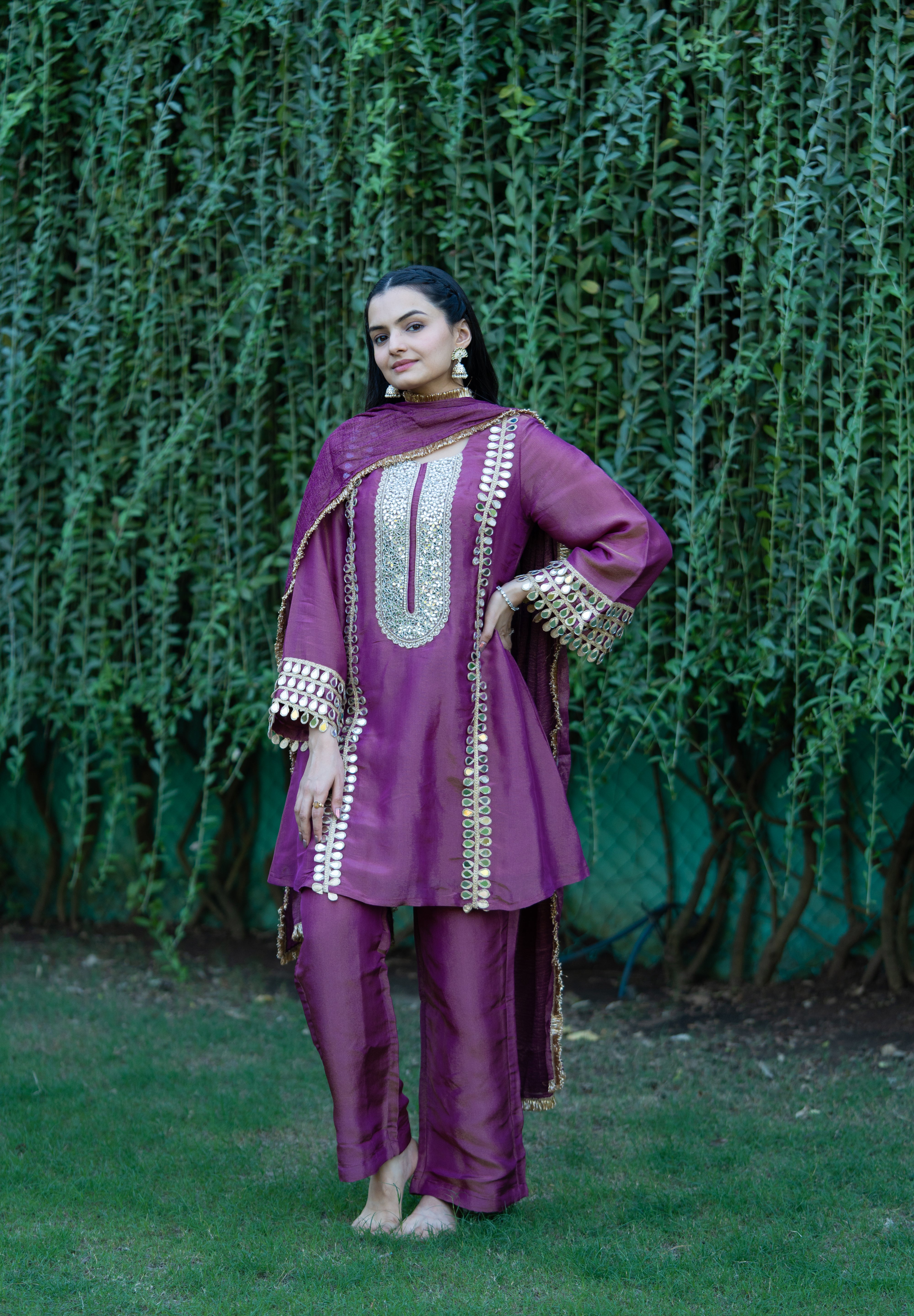 CHAMKEELI - SET OF THREE IN PURPLE