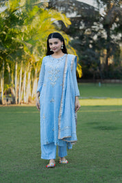 MEERA - MUKAISH SUIT SET IN ICE BLUE